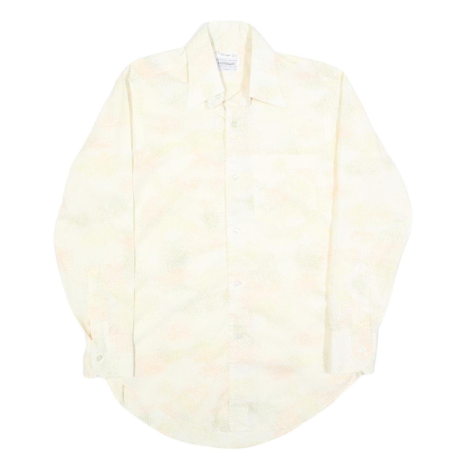 HATHAWAY Mens Cream Polyester Blend Shirt M Long Sleeve Button Collar Classic Refurbished - N/A refurbished available on Cerqular