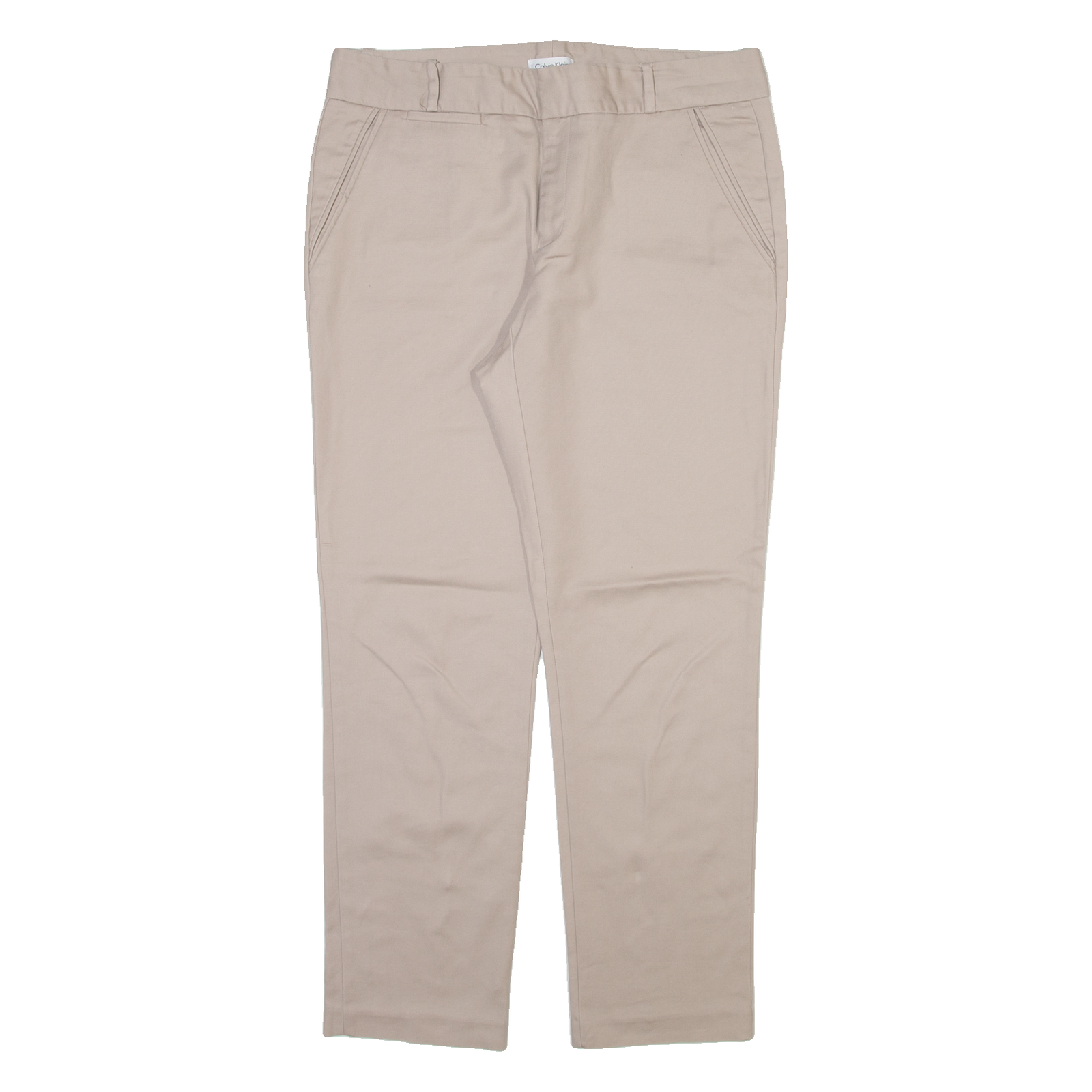 CALVIN KLEIN Womens Trousers Beige Regular Tapered W32 L28 Refurbished - N/A refurbished available on Cerqular