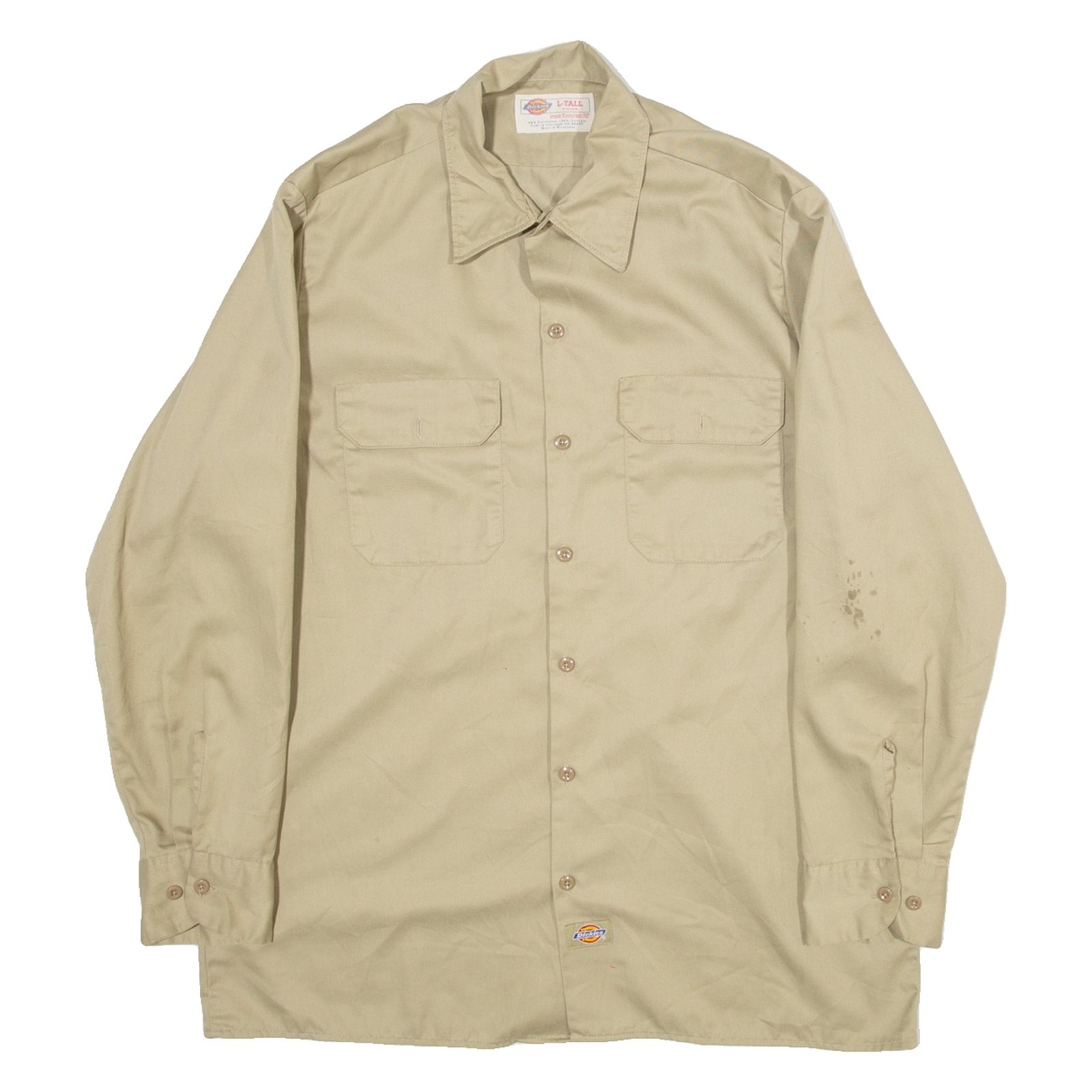 DICKIES Mens Worker Shirt Brown Long Sleeve L Refurbished - N/A refurbished available on Cerqular