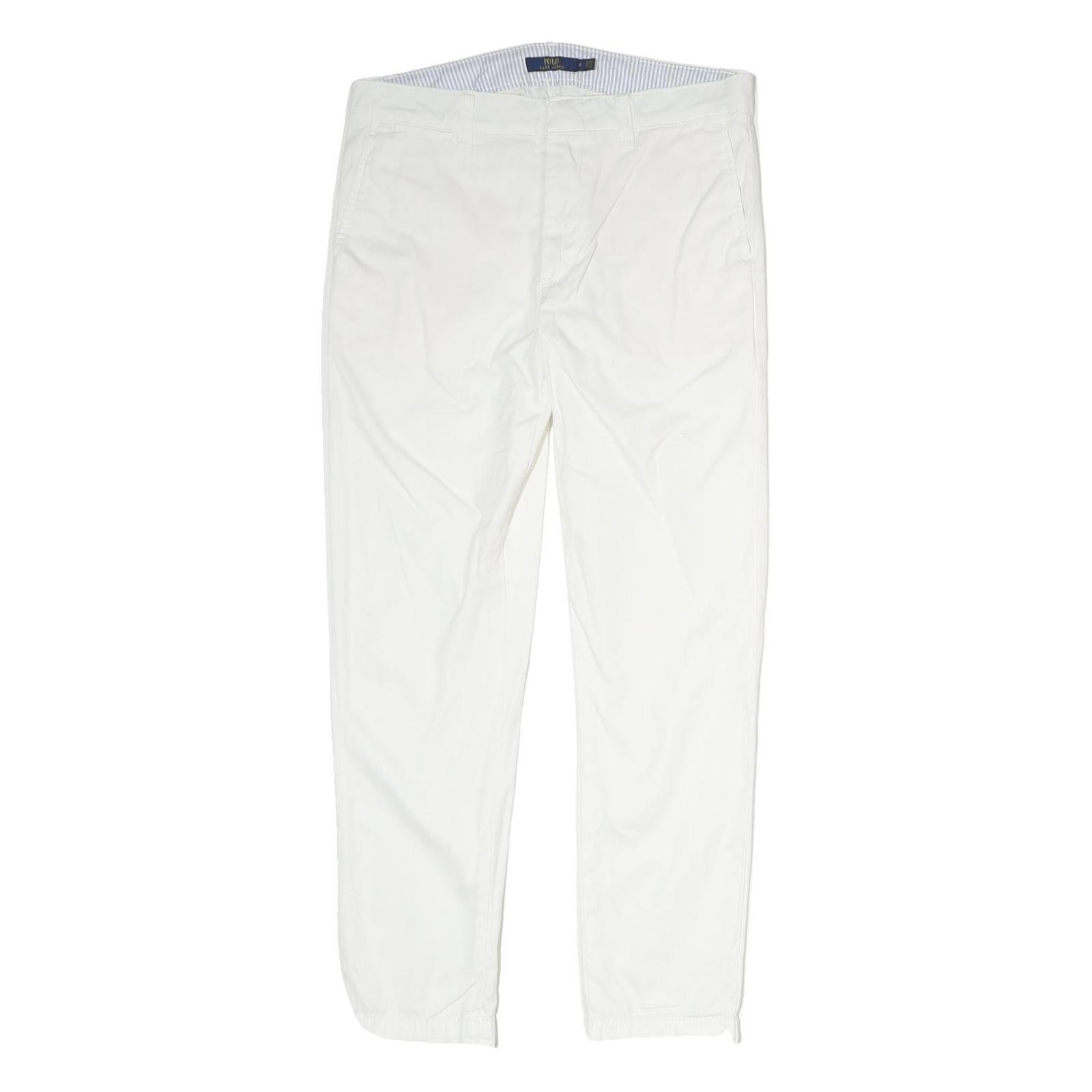 POLO RALPH LAUREN Womens Cotton Blend White Regular Fit Straight Trousers W32 Refurbished - N/A refurbished available on Cerqular
