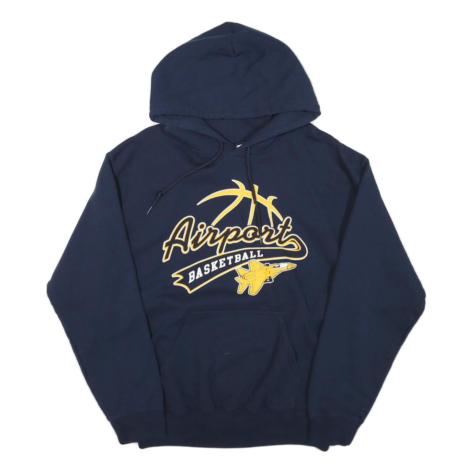 GILDAN Mens Blue Airport Basketball Hoodie M Cotton Blend Pullover Sweatshirt Refurbished - N/A refurbished available on Cerqular