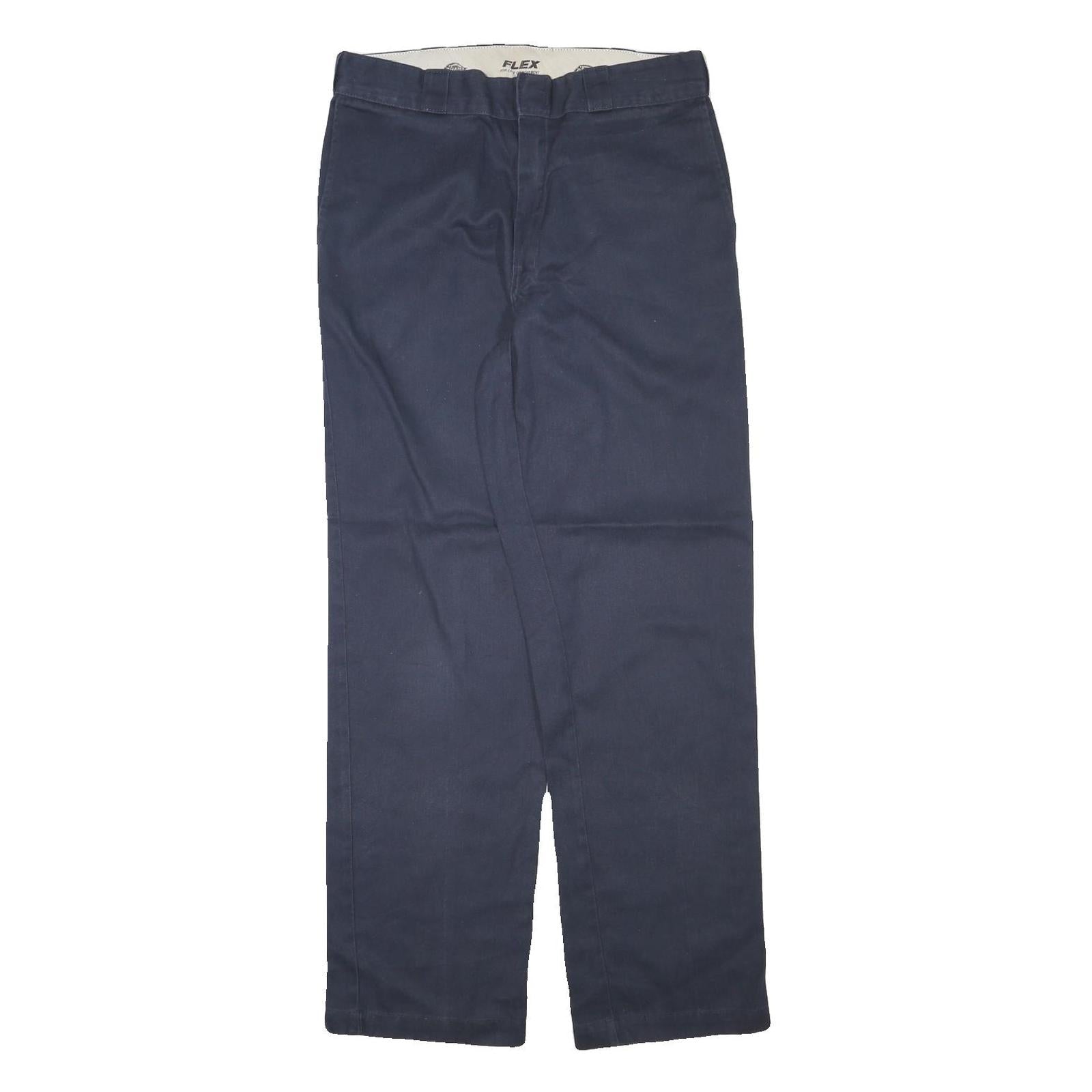 DICKIES Mens Cotton Blend Navy Regular Straight Trousers W33 L33 Workwear Refurbished - N/A refurbished available on Cerqular