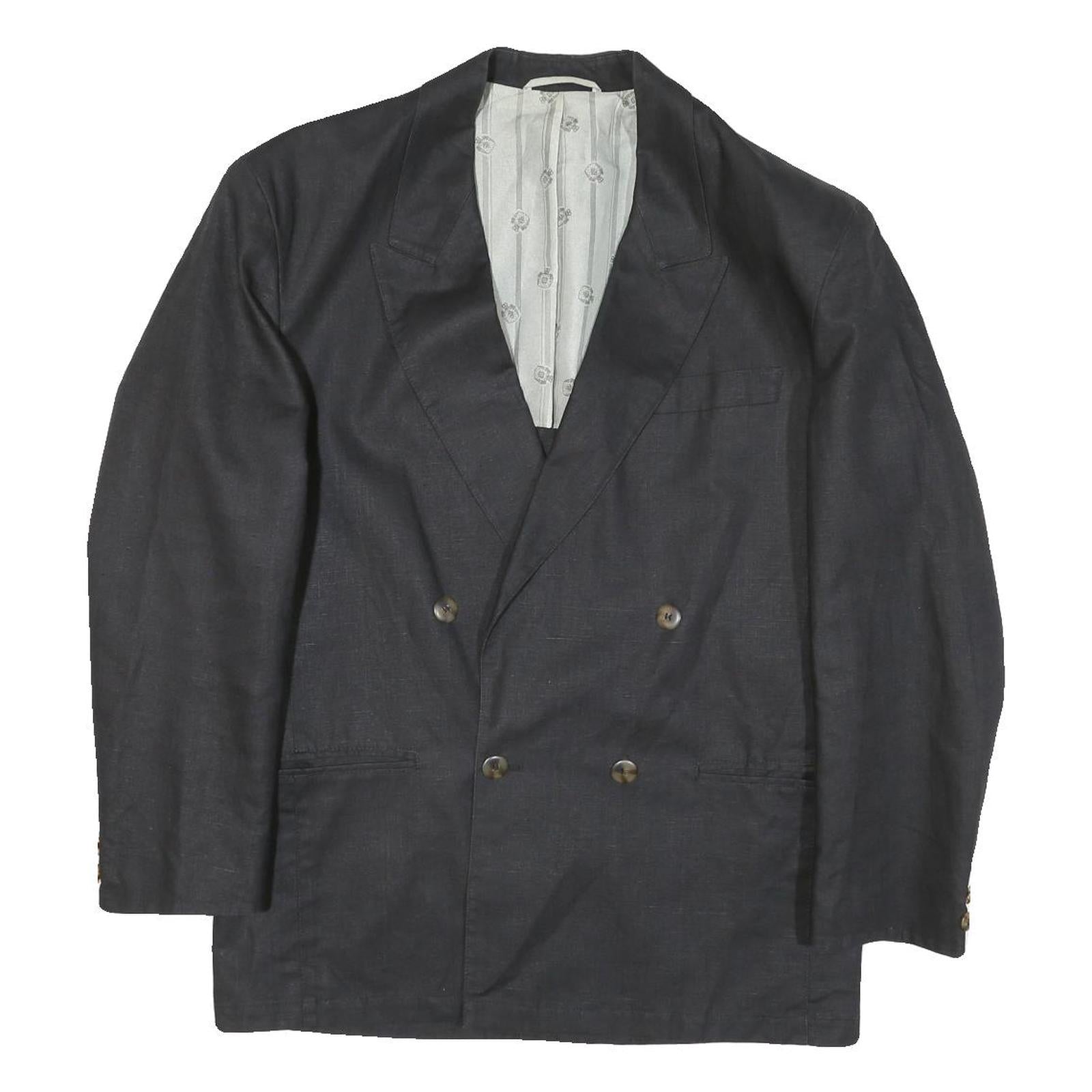 Mens Black Double Breasted Button Polyester Blend Regular Jacket Classic Refurbished - N/A refurbished available on Cerqular