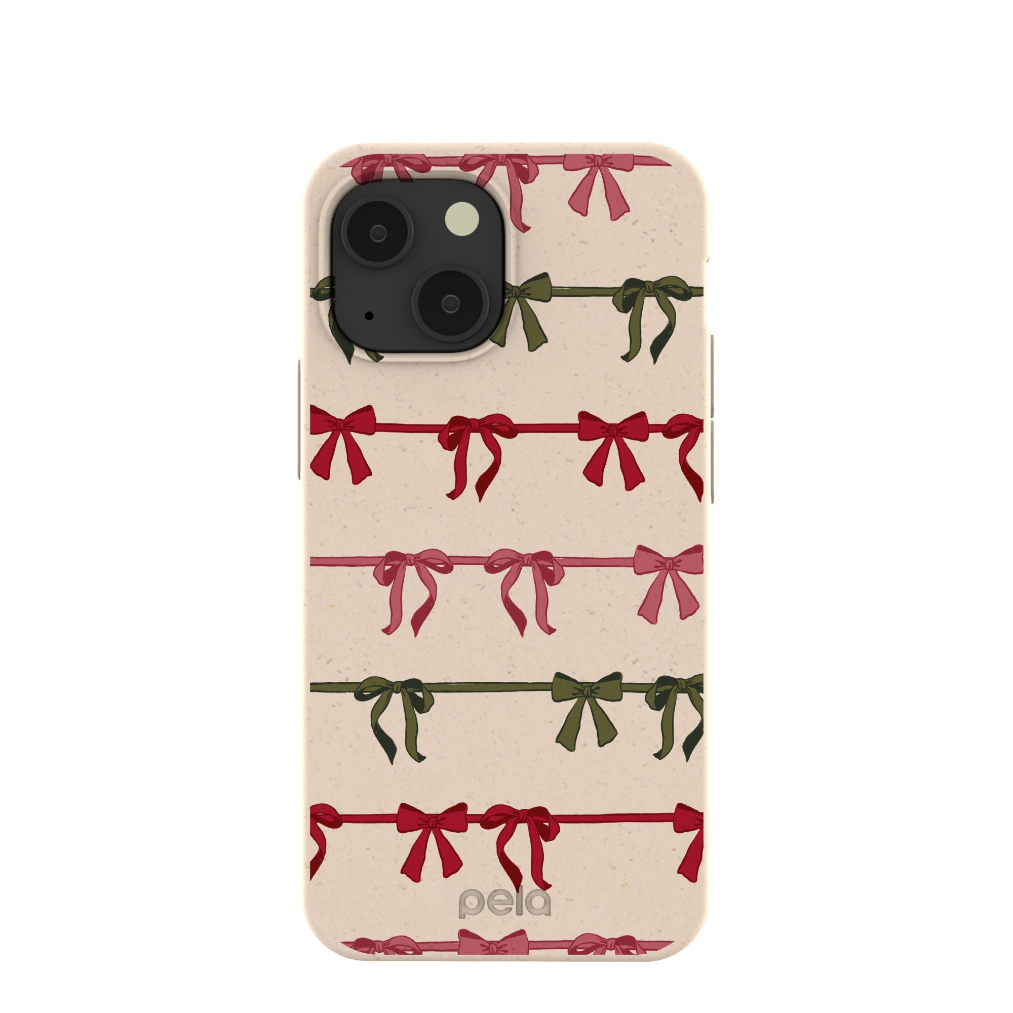 Seashell Holiday Bows iPhone 13 Mini Case Refurbished - Pela Case refurbished available on Cerqular