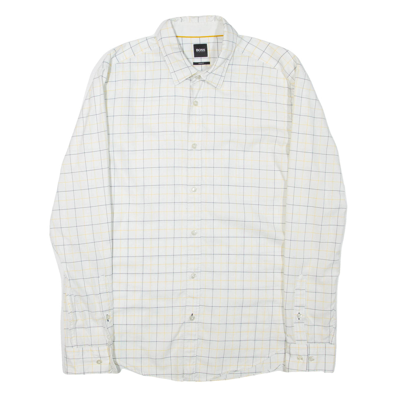 HUGO BOSS Slim Fit Mens Shirt White Check Long Sleeve L Refurbished - N/A refurbished available on Cerqular