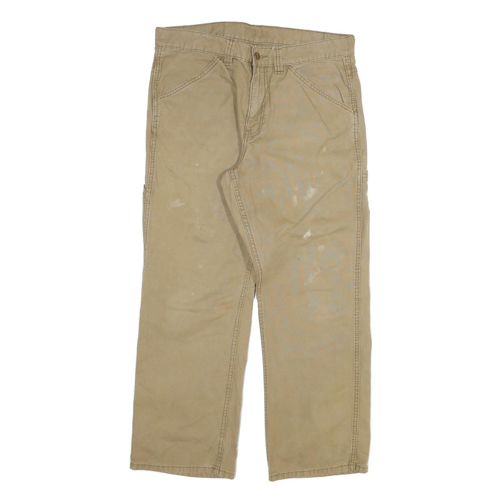 CARHARTT Mens Regular Fit Beige Cotton Blend Straight Leg Trousers W34 L30 Refurbished - N/A refurbished available on Cerqular