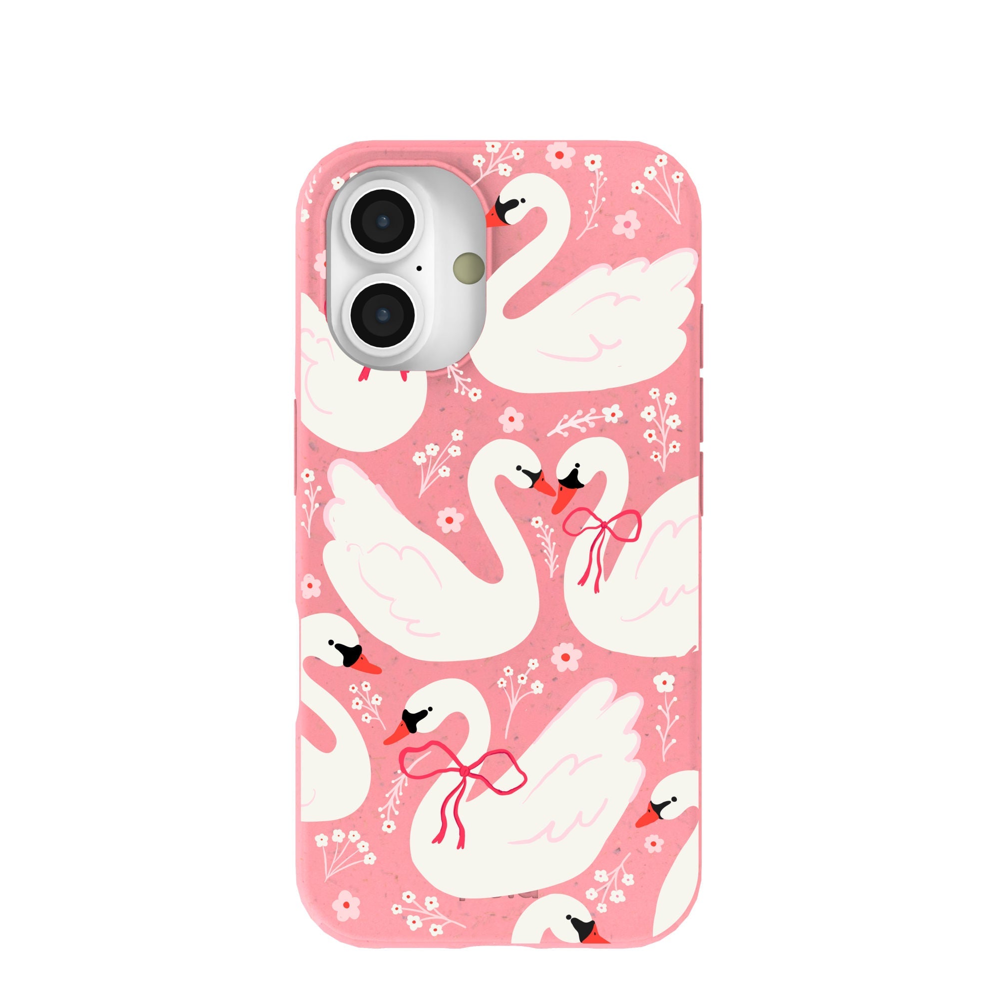 Bubblegum Pink Swan Garden iPhone 16 Case Refurbished - Pela Case refurbished available on Cerqular