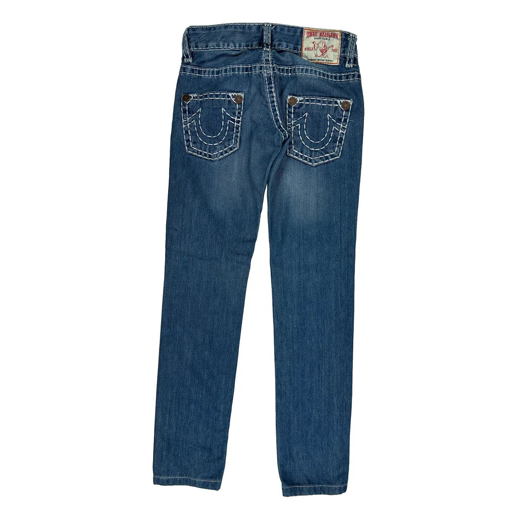 True Religion Contrast Stitch Jeans - 27W UK 6 Blue Denim Refurbished - Thrifted (note: this is a term often used to describe second- refurbished available on Cerqular