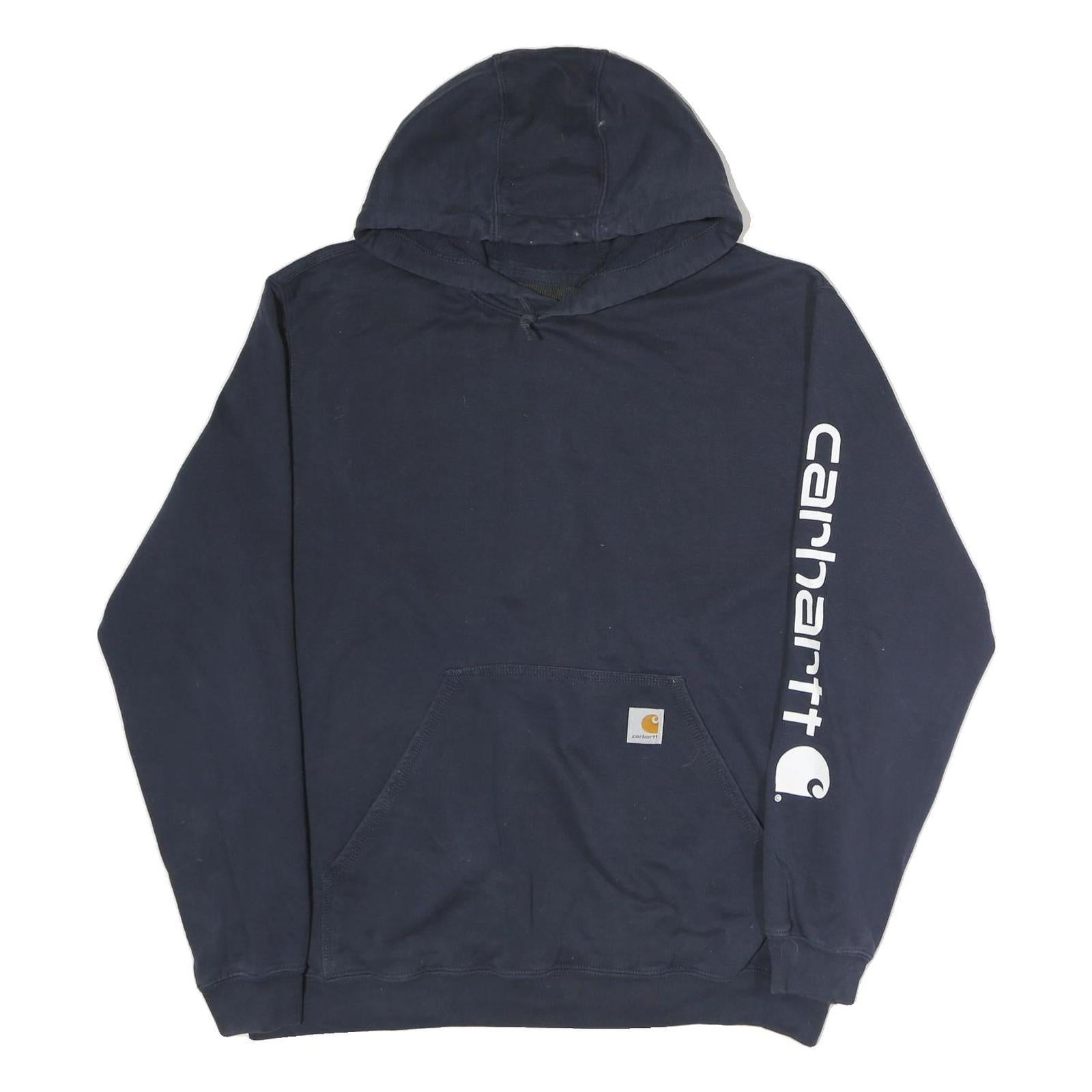 CARHARTT Mens Navy Hoodie L Cotton Hooded Sweatshirt Logo Print Refurbished - N/A refurbished available on Cerqular