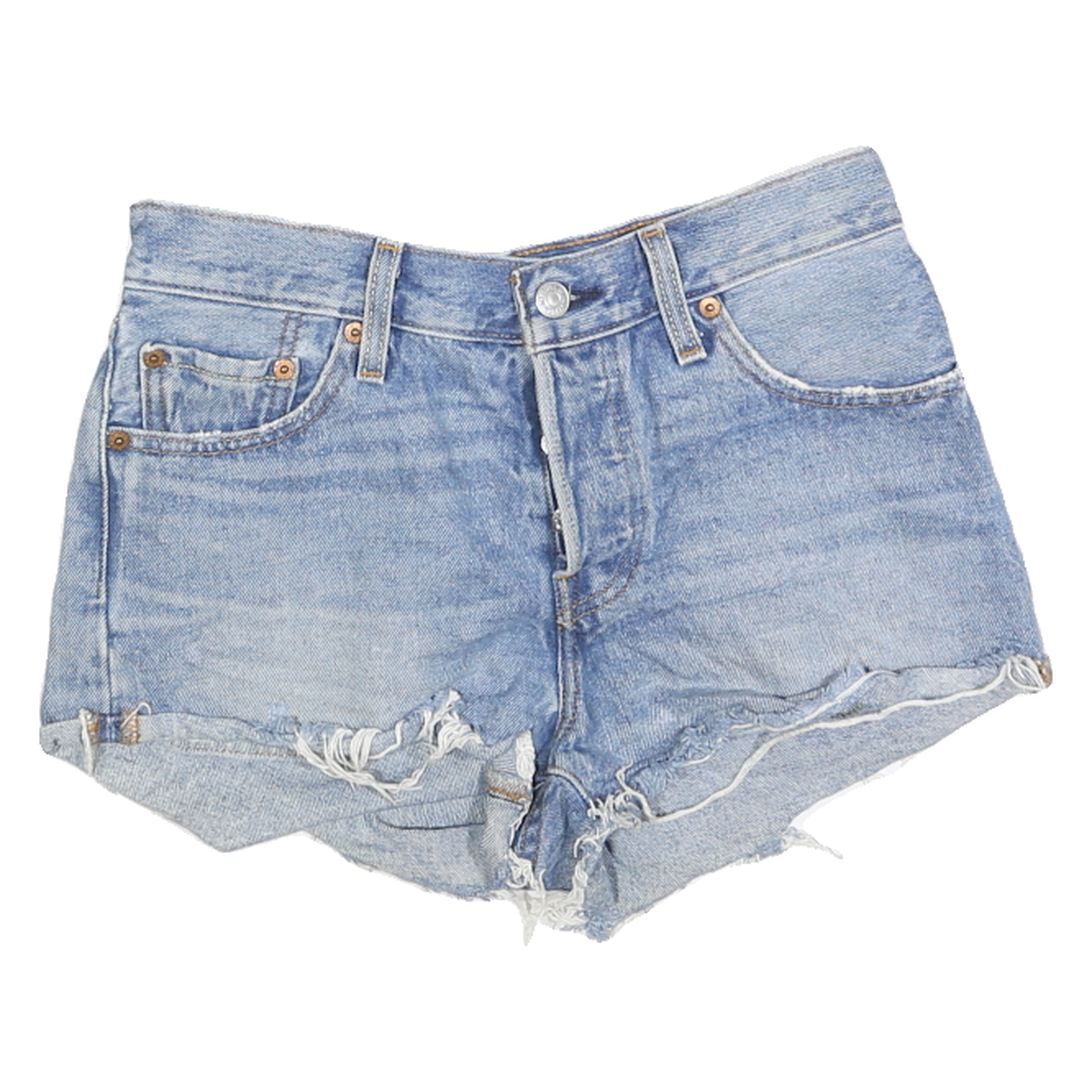 LEVI'S Womens Denim Blue Casual Shorts XS W25 Distressed Cut-Off Refurbished - N/A refurbished available on Cerqular