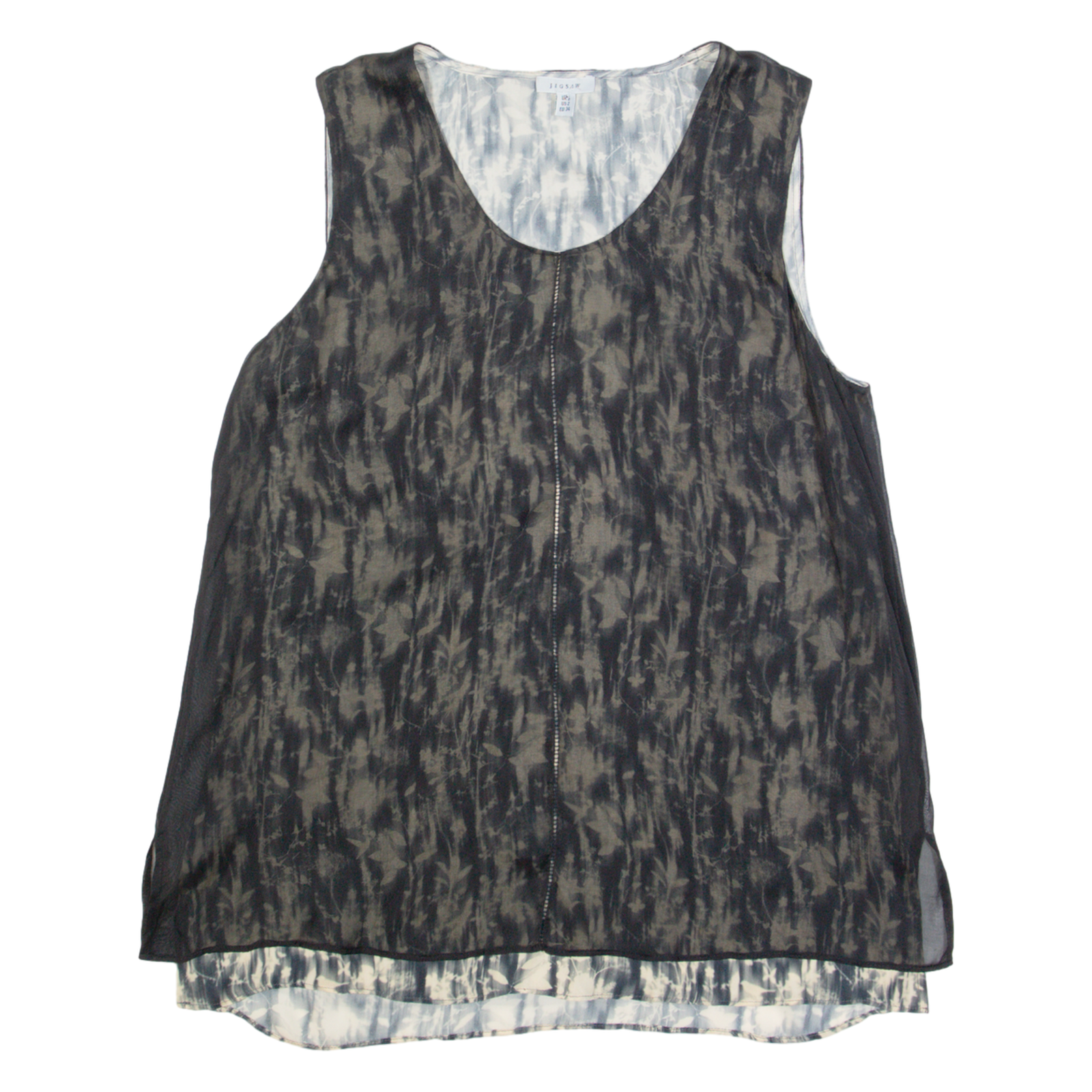 JIGSAW Womens Printed Vest Black Sleeveless Silk UK 6 Refurbished - N/A refurbished available on Cerqular