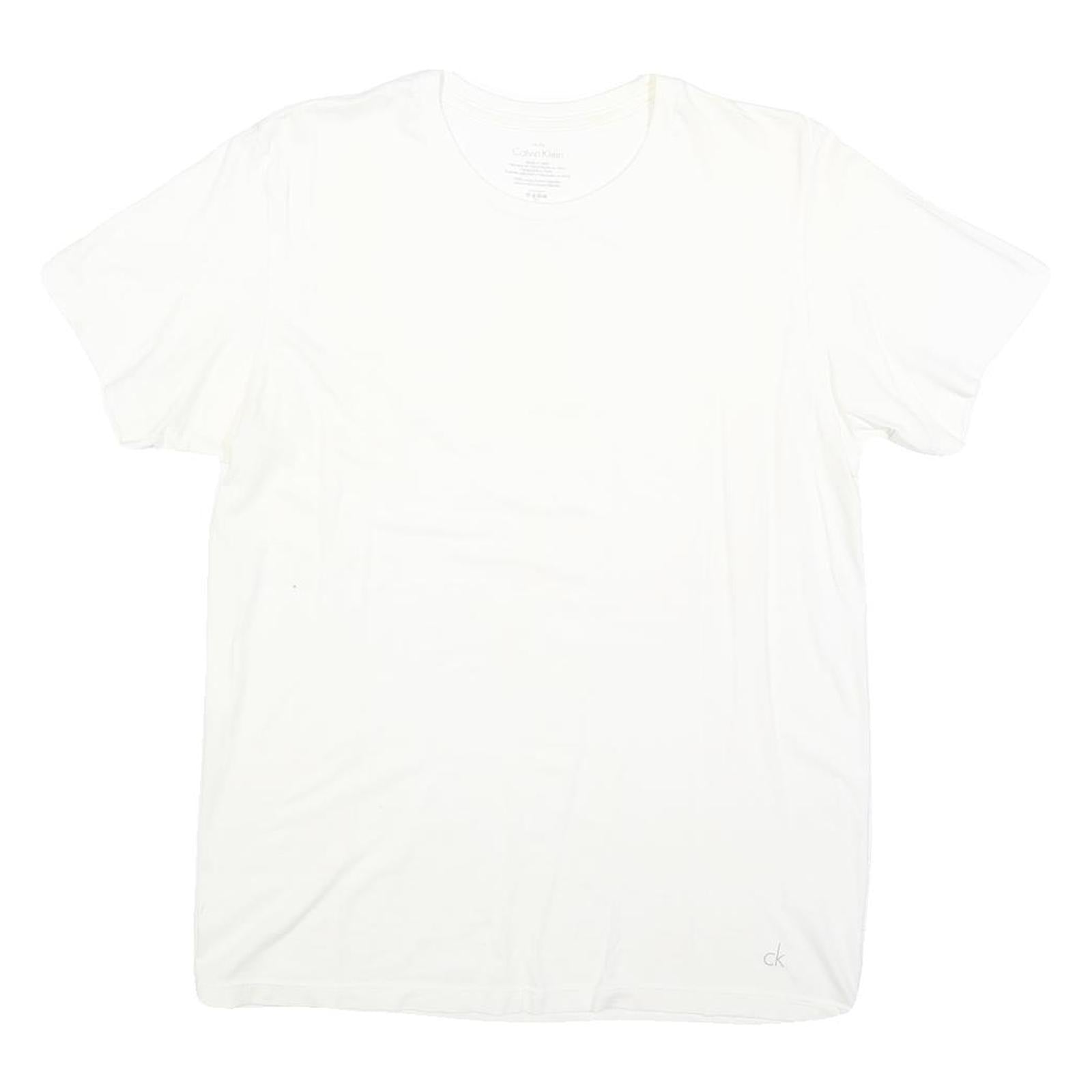 CALVIN KLEIN Mens White Plain T-Shirt M Short Sleeve Crew Neck Minimal Logo Refurbished - N/A refurbished available on Cerqular