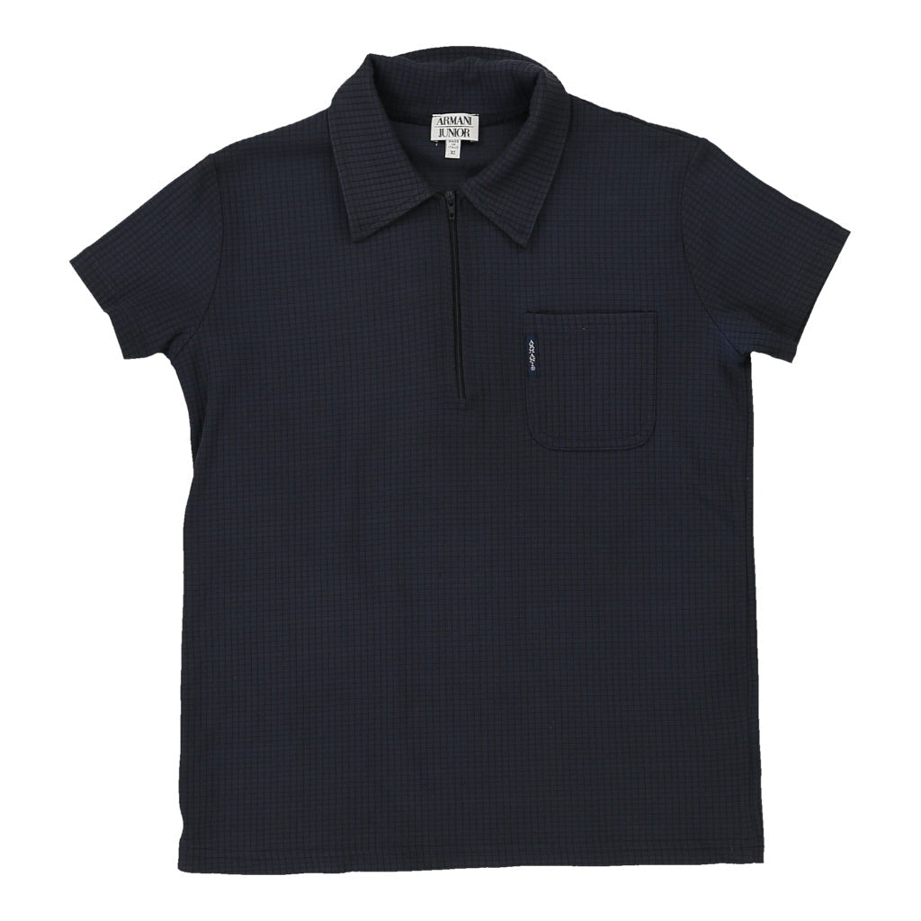 Age 14 Armani Polo Shirt - XL Blue Nylon Refurbished - Thrifted (note: this is a term often used to describe second- refurbished available on Cerqular