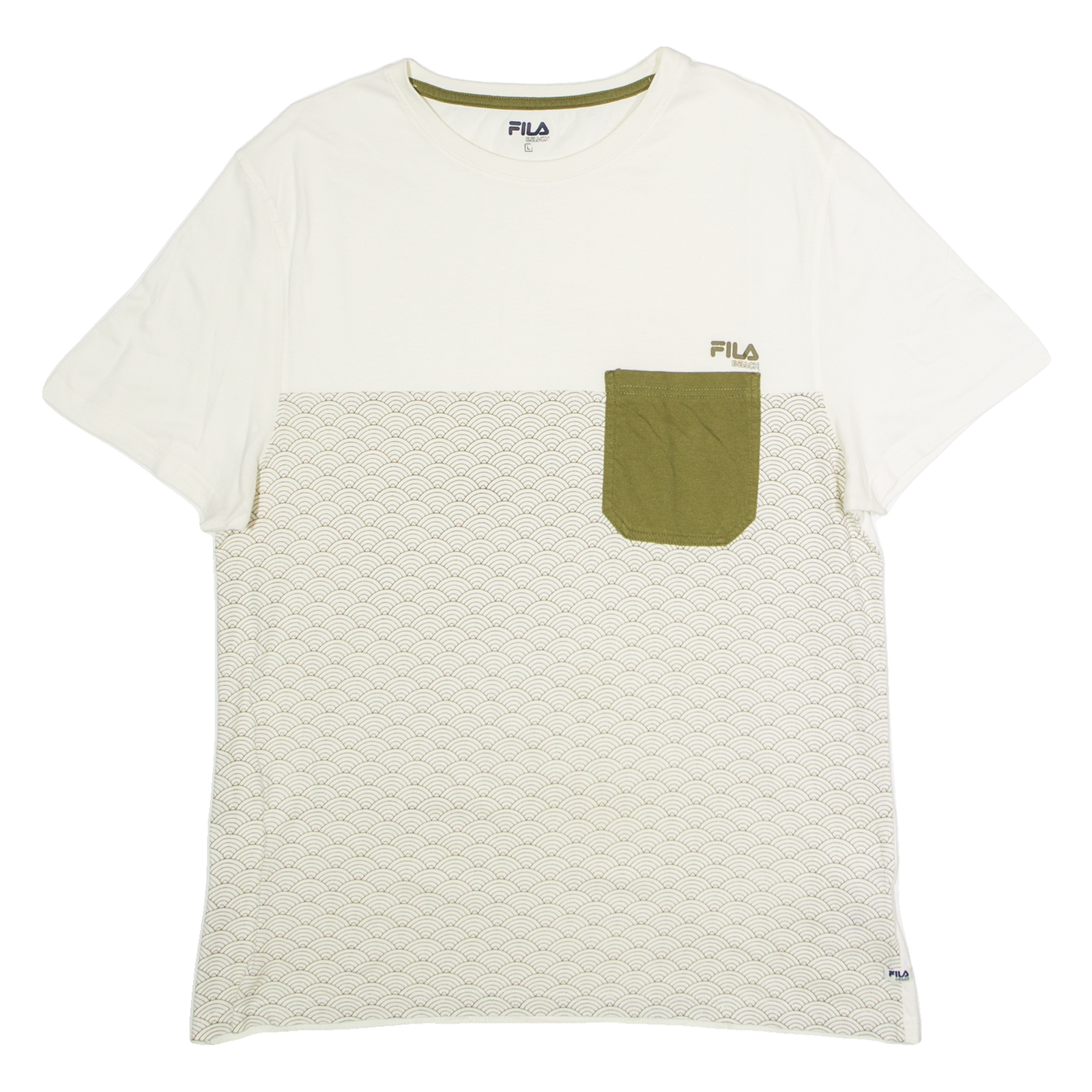 FILA Beach Mens T-Shirt Cream Crew Neck L Refurbished - N/A refurbished available on Cerqular