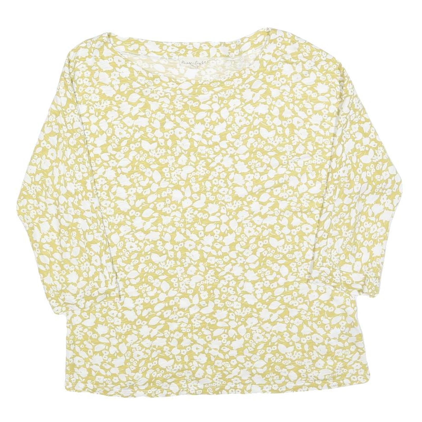 PHASE EIGHT Womens Yellow & White Floral Print Blouse 3/4 Sleeve Round Neck UK Refurbished - N/A refurbished available on Cerqular