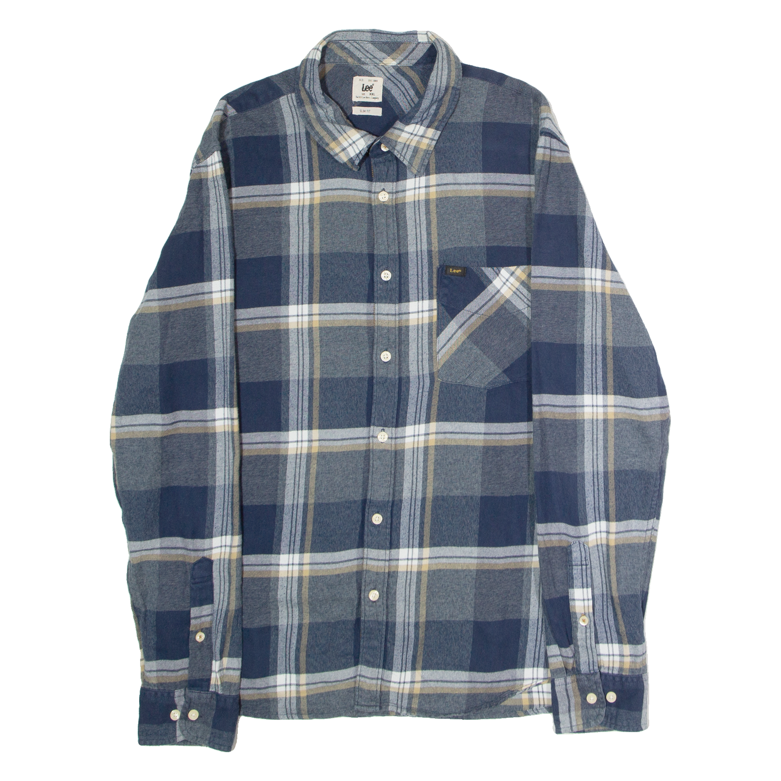 LEE Slim Fit Mens Shirt Blue Plaid Long Sleeve 2XL Refurbished - N/A refurbished available on Cerqular