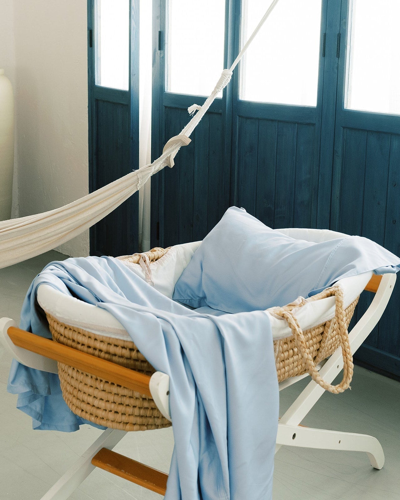 Baby Bamboo Fitted Cot Sheet | Color: Baby Blue | Personalisation: None | Size: 70 cm × 160 cm Refurbished - Naked Lab (Note: I couldn't find a well-known brand refurbished available on Cerqular