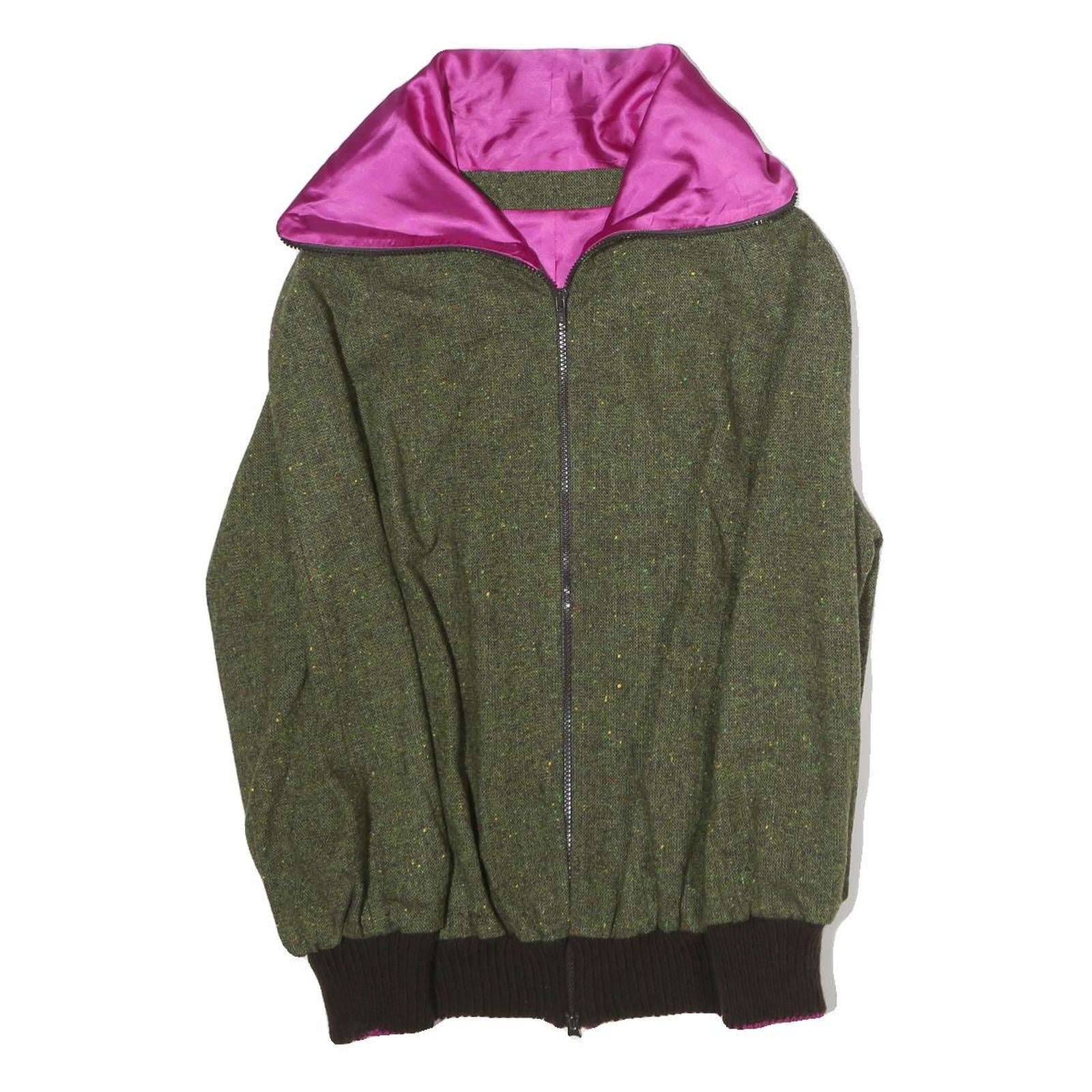 Womens Green Wool Blend Zip Jacket M Polyester Plain Casual Warm Outerwear Refurbished - N/A refurbished available on Cerqular