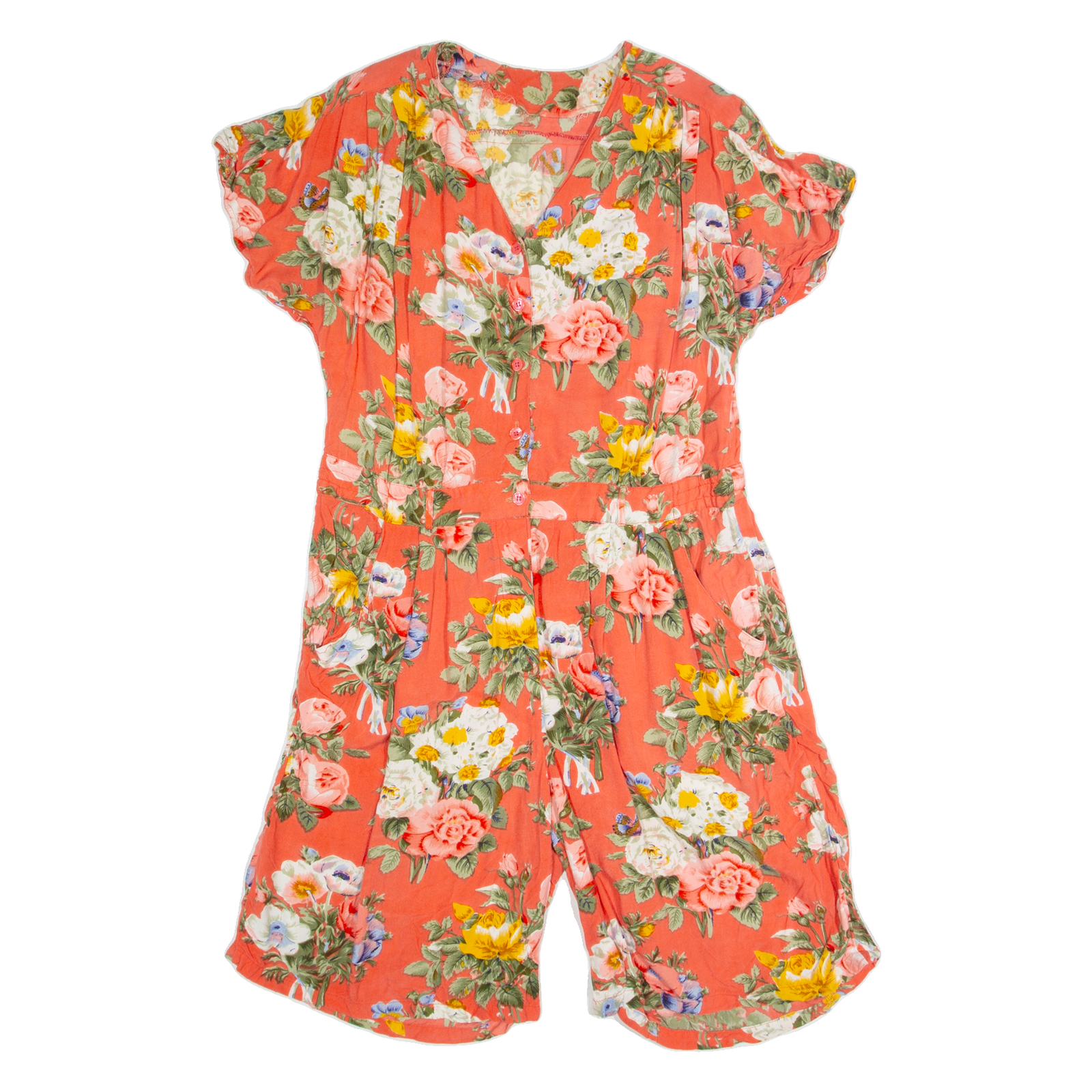 Womens Playsuit Pink Floral 90s Wide-Leg M Refurbished - N/A refurbished available on Cerqular