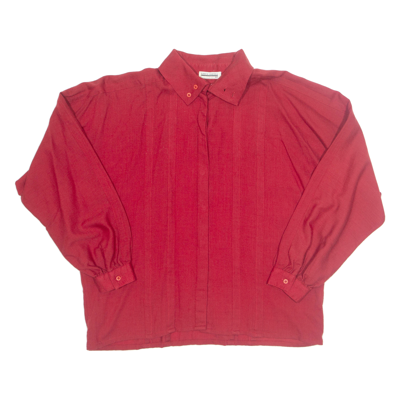 LINEA INESSA Womens Oversized Shirt Red Collared Long Sleeve M Refurbished - N/A refurbished available on Cerqular