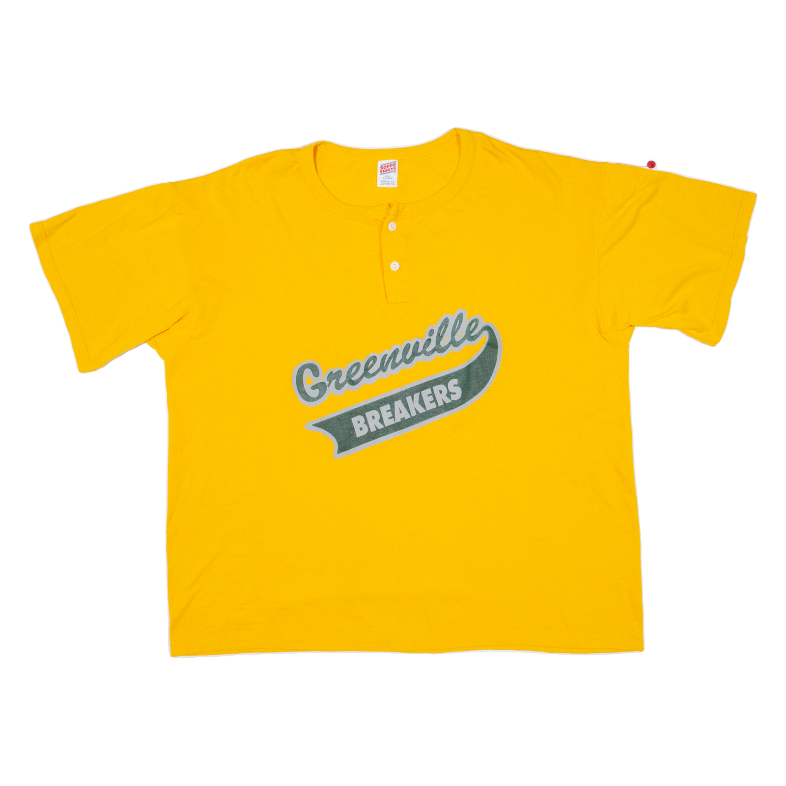 SOFFE SHIRTS Greenville Breakers Mens T-Shirt Yellow USA Button Neck XL Refurbished - N/A refurbished available on Cerqular