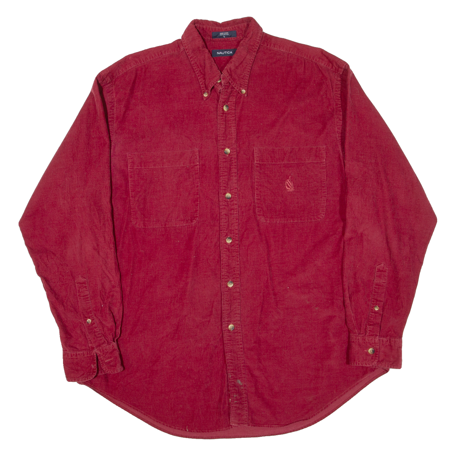 NAUTICA Mens Corduroy Shirt Red Long Sleeve L Refurbished - N/A refurbished available on Cerqular