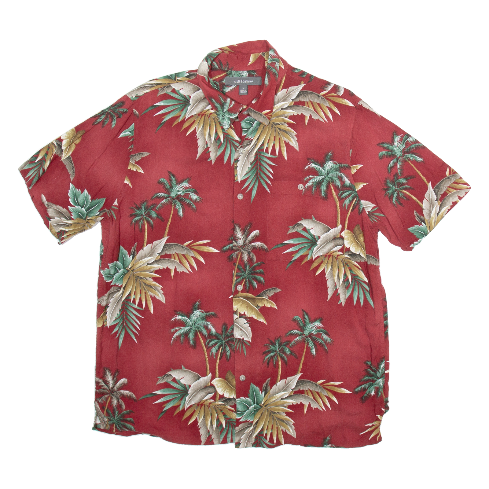 CROFT & BARROW Mens Hawaiian Shirt Red Floral L Refurbished - N/A refurbished available on Cerqular