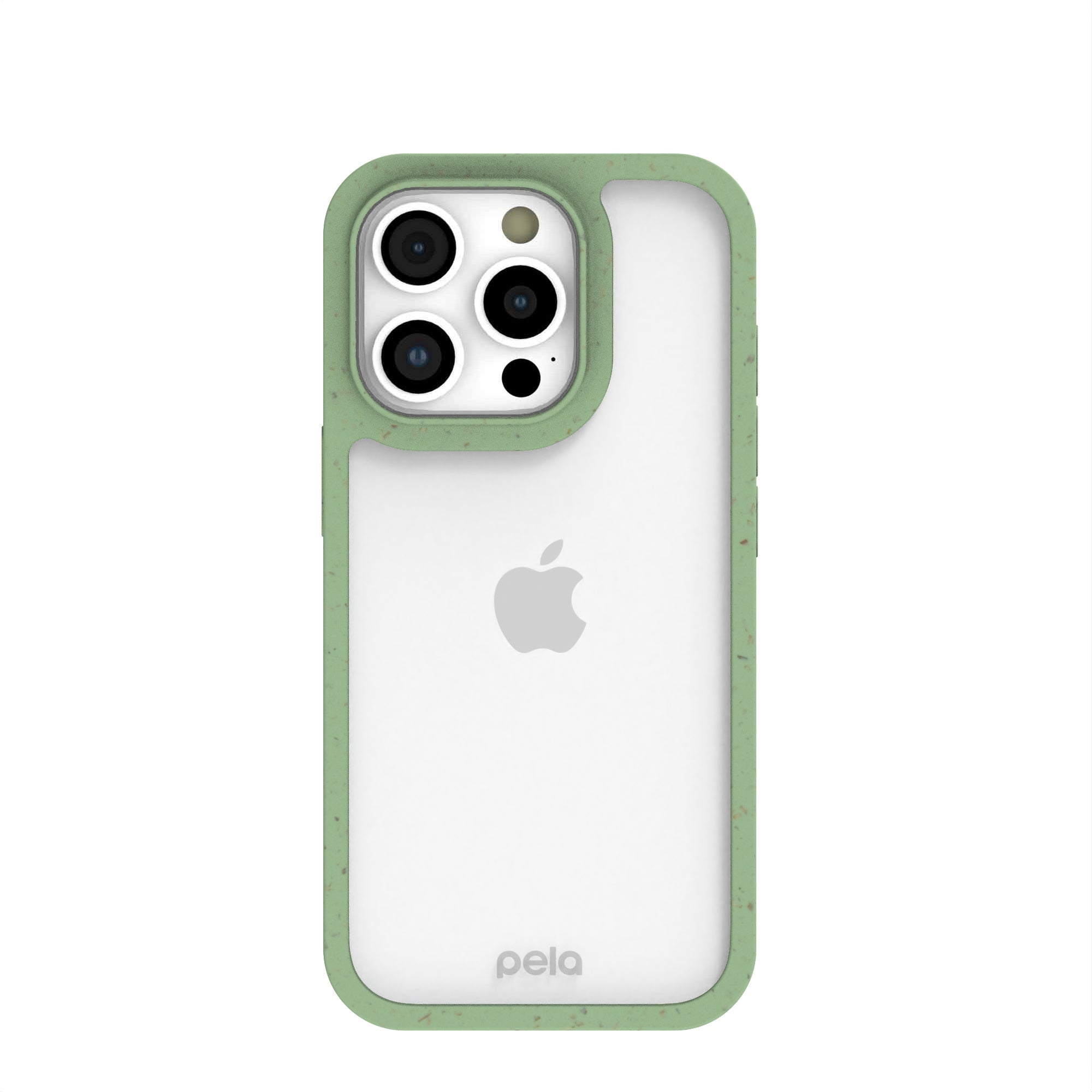 Clear iPhone 16 Pro Case with Sage Green Ridge Refurbished - Pela Case refurbished available on Cerqular