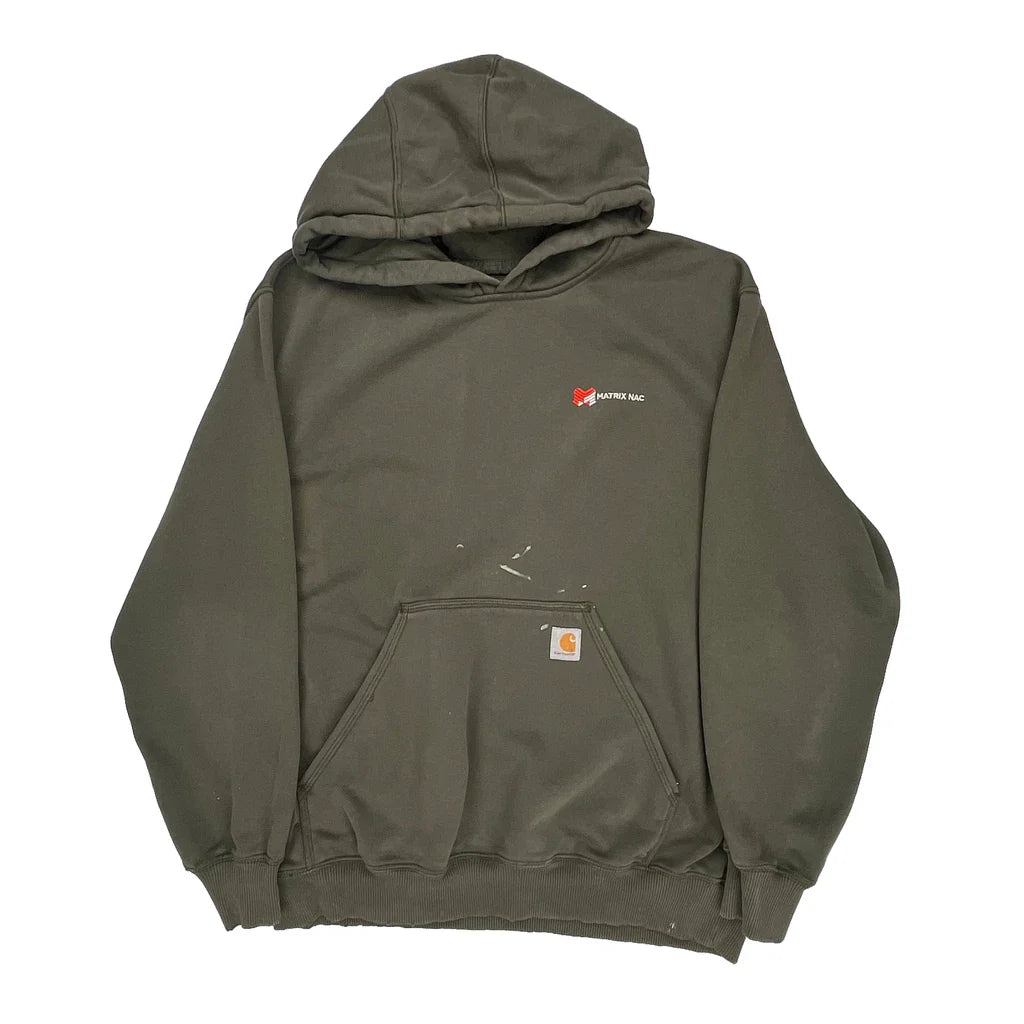 Carhartt Hoodie - XL Green Cotton Refurbished - Thrifted (note: this is a term often used to describe second- refurbished available on Cerqular