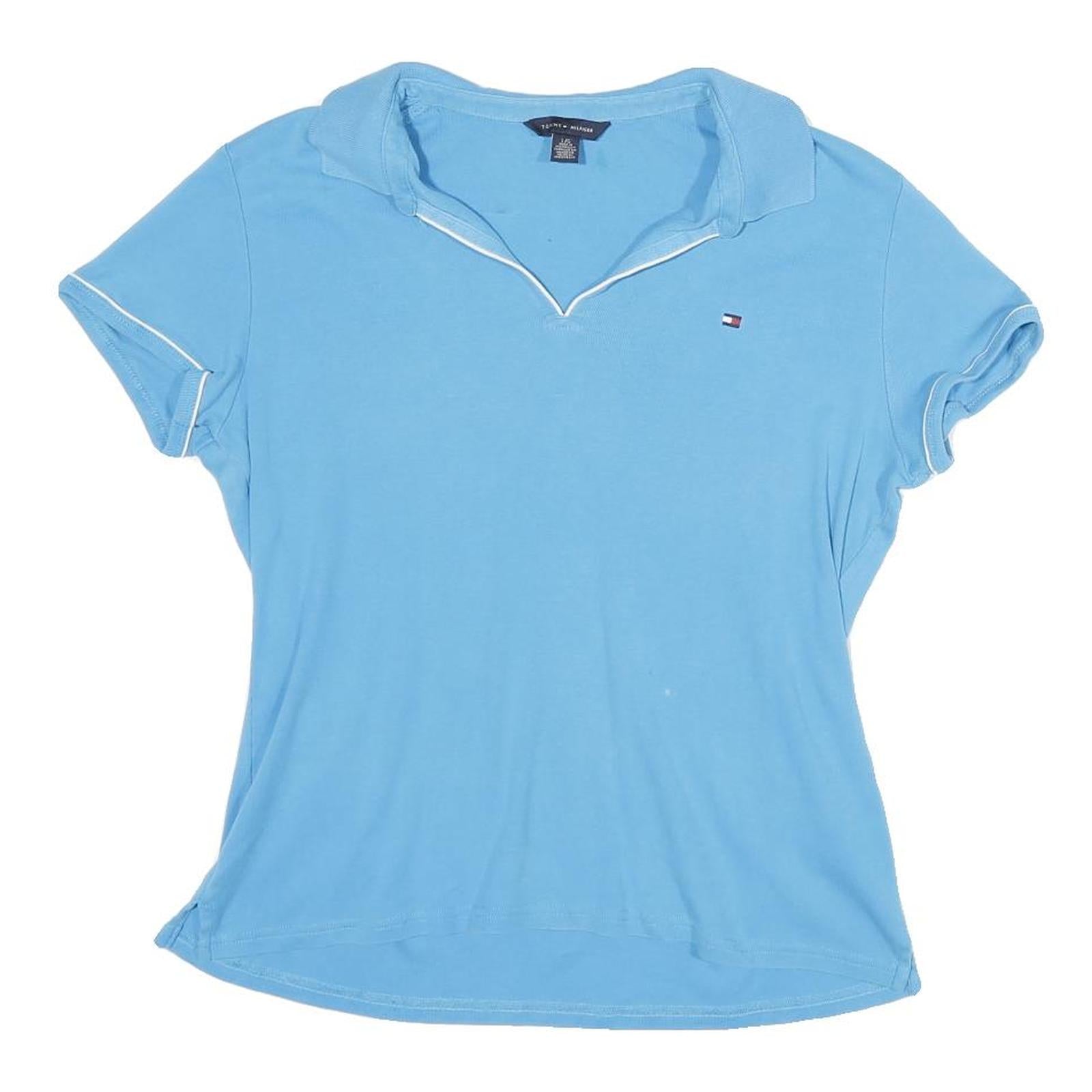TOMMY HILFIGER Womens Blue Short Sleeve Plain L Polo Shirt Cotton Comfort Fit Refurbished - N/A refurbished available on Cerqular