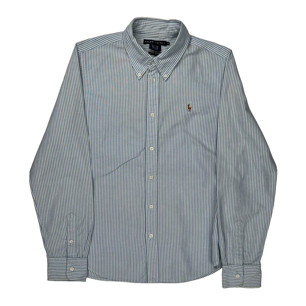 Ralph Lauren Striped Shirt - XS Blue Cotton Refurbished - Thrifted (note: this is a term often used to describe second- refurbished available on Cerqular