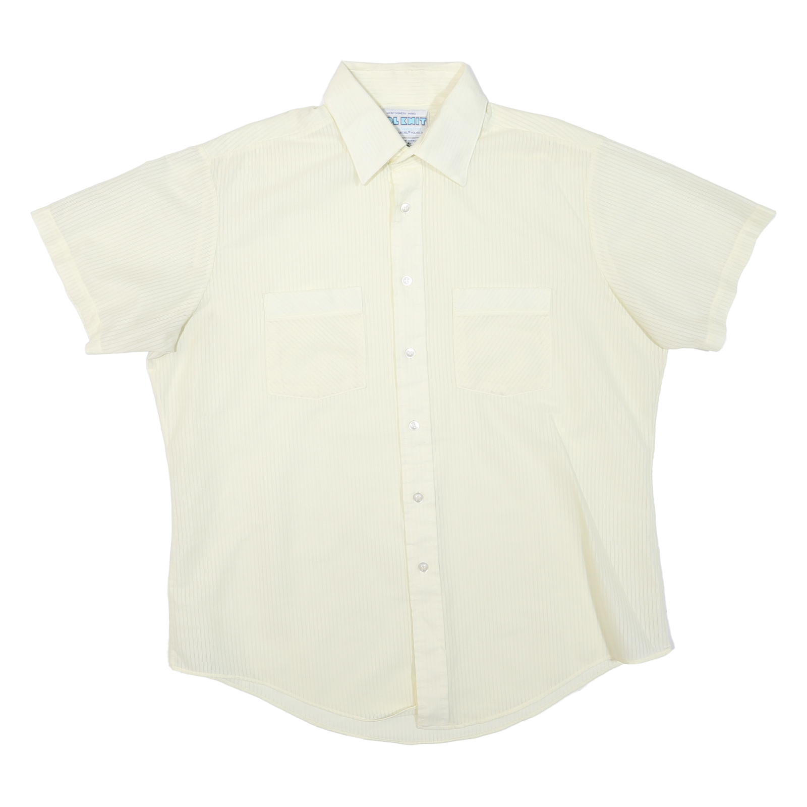 KOOL KNIT Mens Cream & Beige Shirt L Short Sleeve Button Front Casual Refurbished - N/A refurbished available on Cerqular