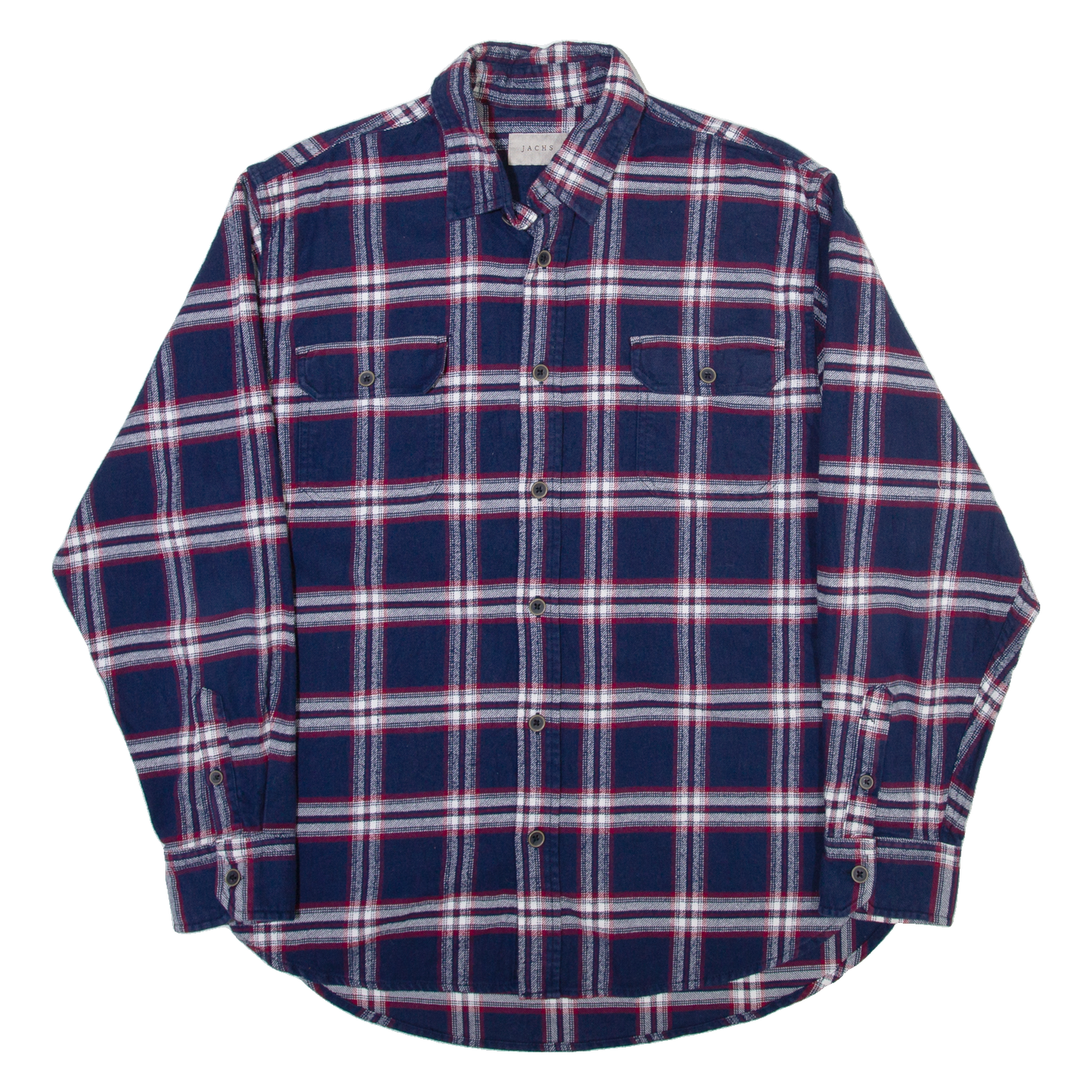 JACHS Mens Flannel Shirt Blue Check Long Sleeve L Refurbished - N/A refurbished available on Cerqular