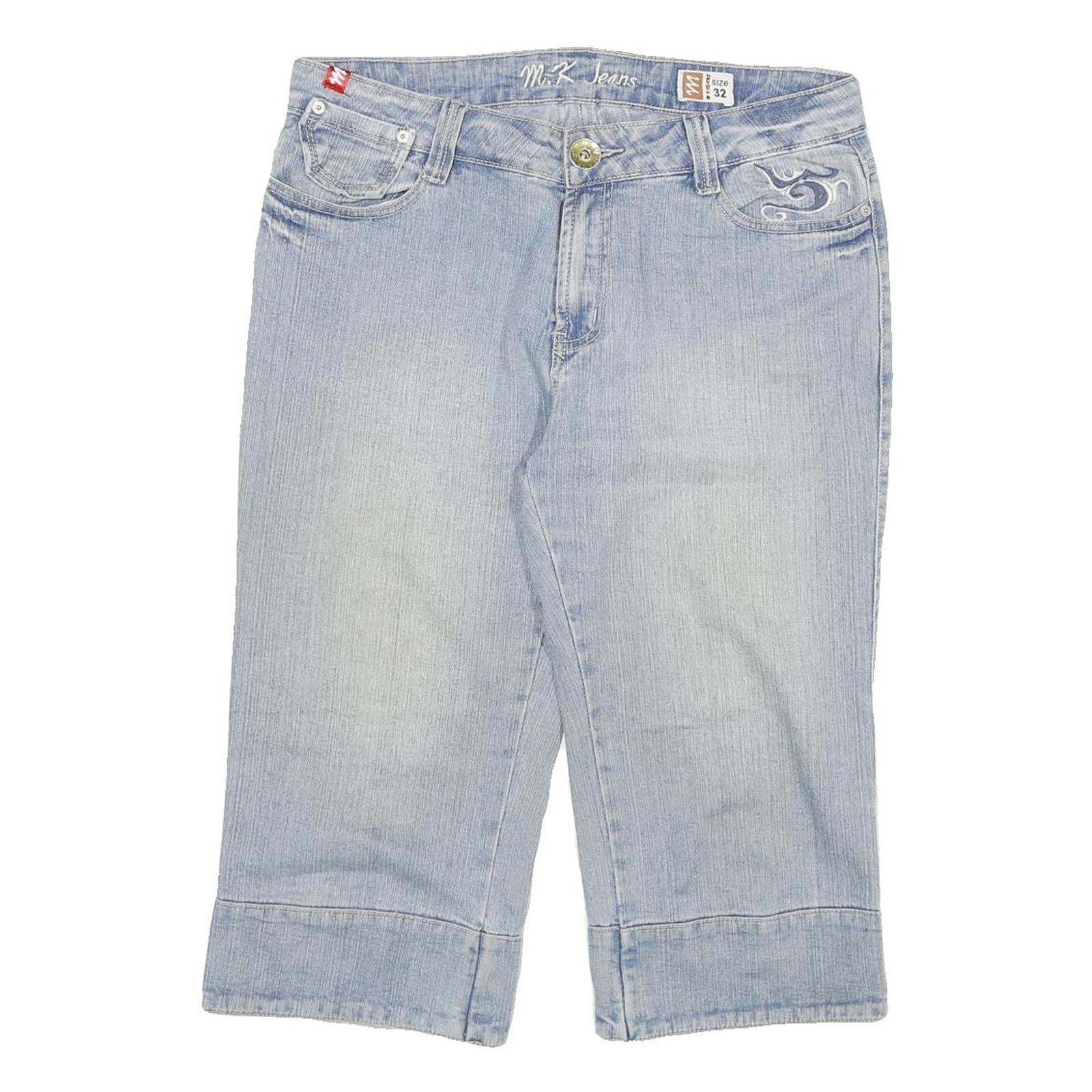 M K JEANS Womens Denim Blue Casual Cotton Blend Shorts XL W32 Embroidered Refurbished - N/A refurbished available on Cerqular
