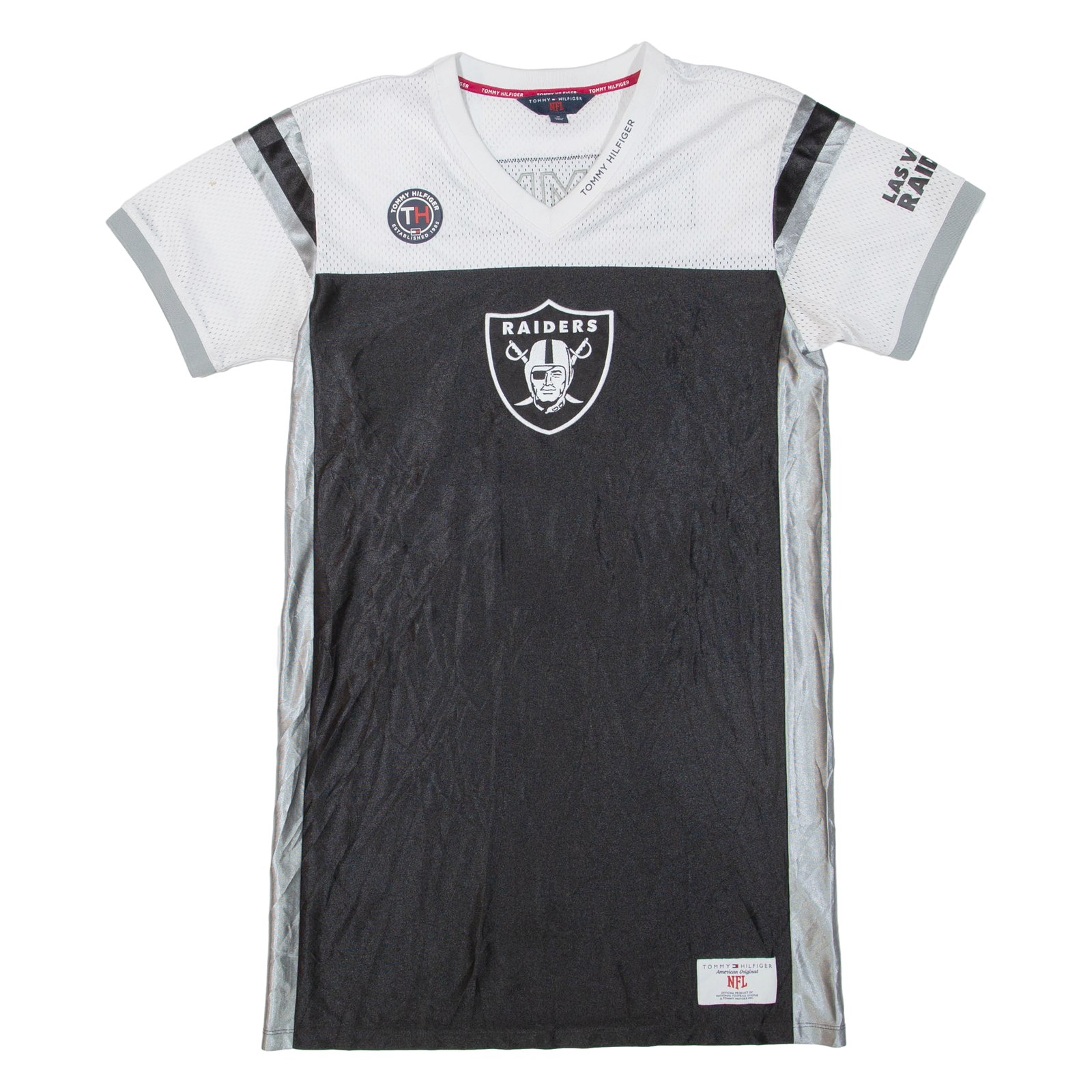 TOMMY HILFIGER X NFL Las Vegas Raiders Womens T-Shirt Dress Black Knee Length M Refurbished - N/A refurbished available on Cerqular