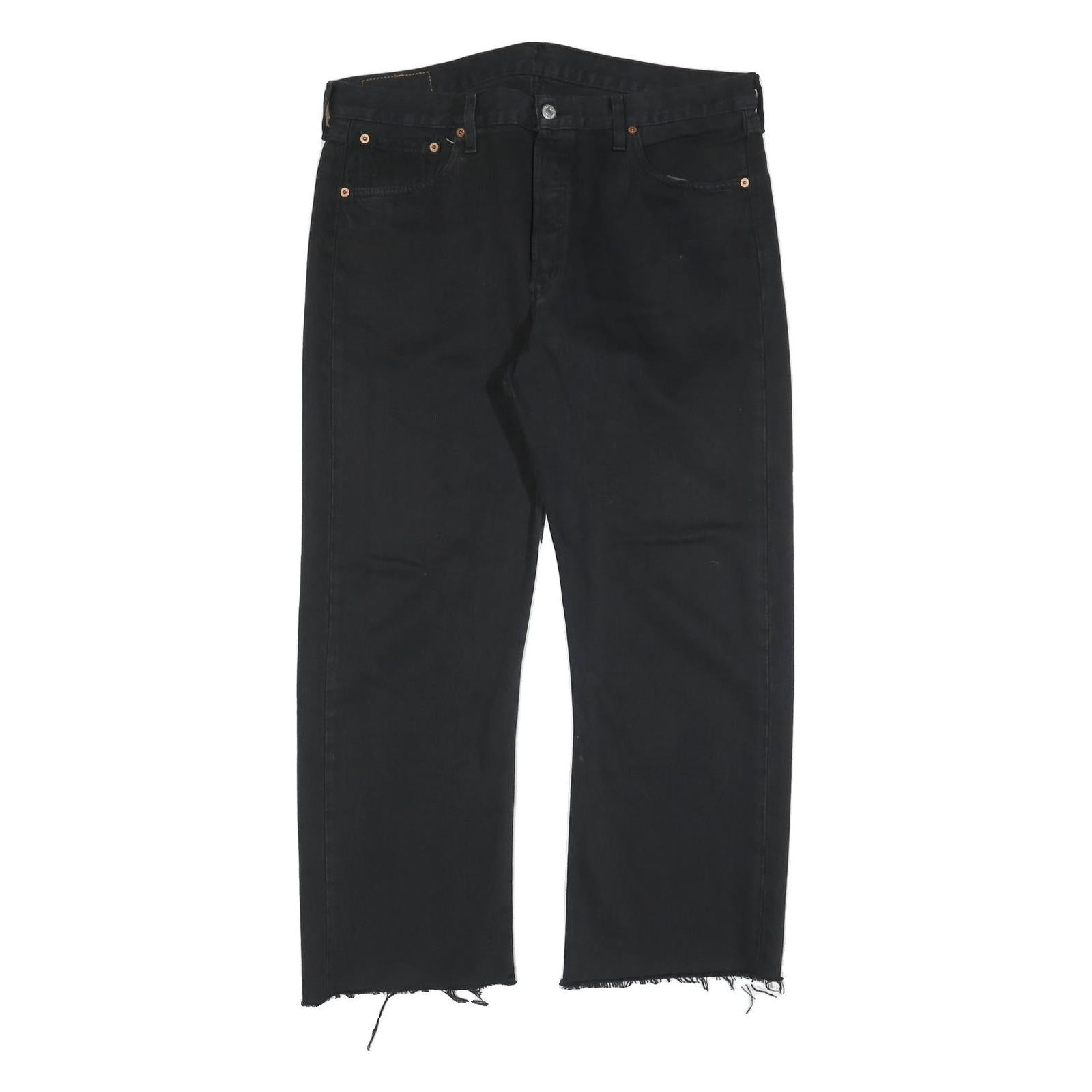 LEVI'S 501 Womens Regular Black Denim Raw Hem W36 L27 Button Fly Classic Jeans Refurbished - N/A refurbished available on Cerqular