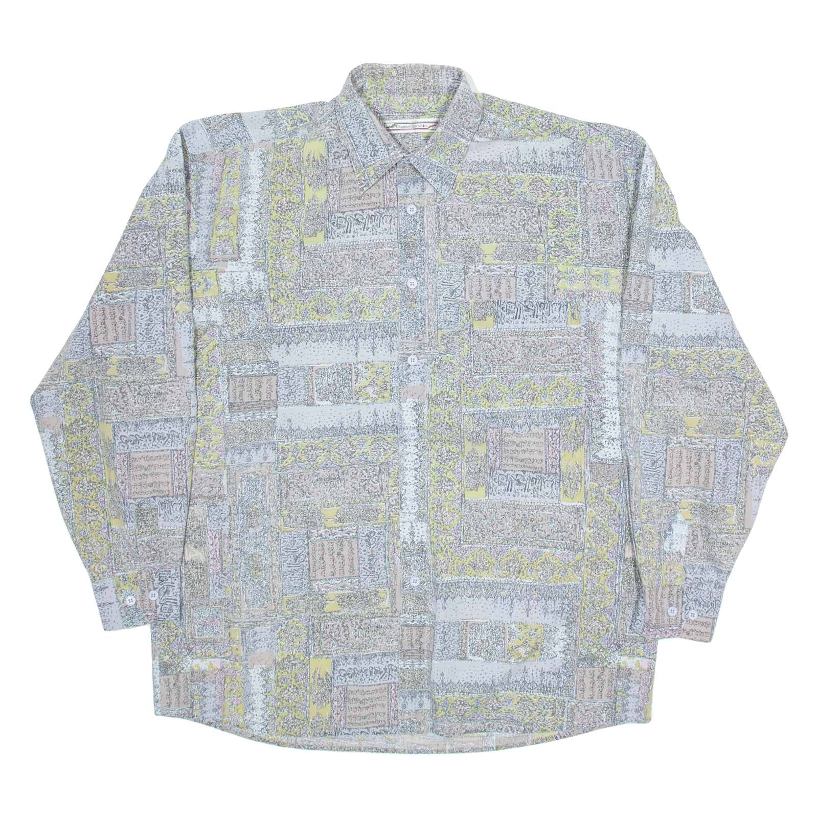 DANIEL BROOKS Mens Shirt Grey Crazy Pattern Long Sleeve L Refurbished - N/A refurbished available on Cerqular