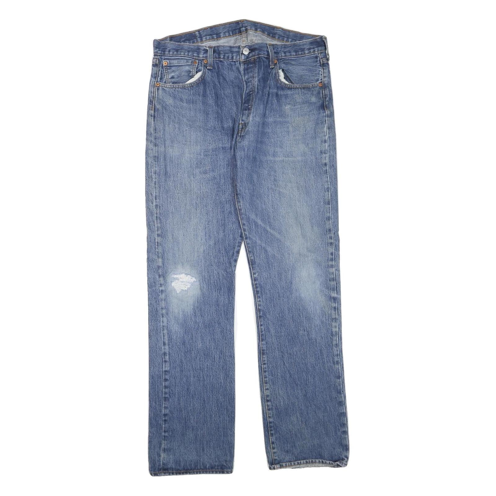 LEVI'S Mens Blue Regular Straight Denim Light W40 L36 Classic Zip Jeans Refurbished - N/A refurbished available on Cerqular