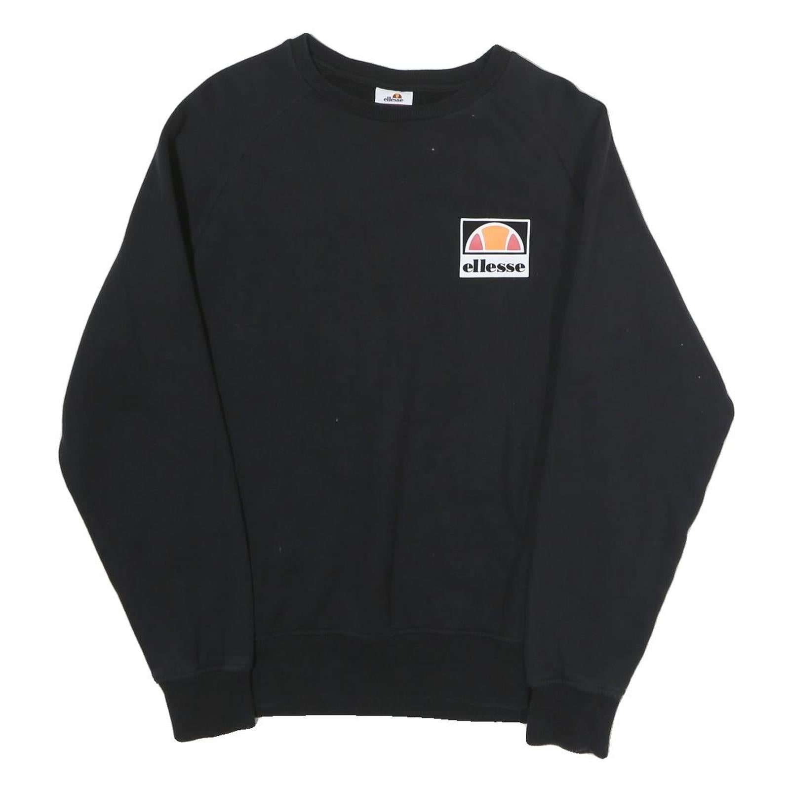 ELLESSE Mens Black Cotton Crew Neck Sweatshirt S Ellesse Logo Casual Pullover Refurbished - N/A refurbished available on Cerqular