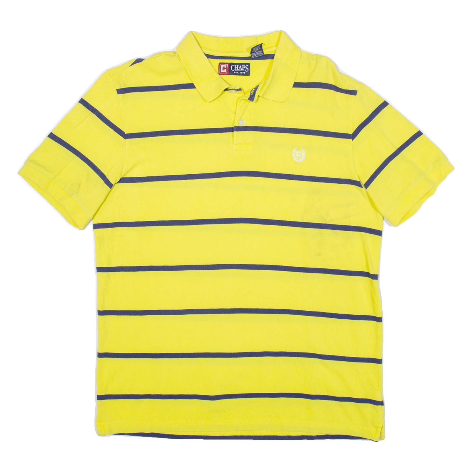 CHAPS Mens Polo Shirt Yellow Striped L Refurbished - N/A refurbished available on Cerqular