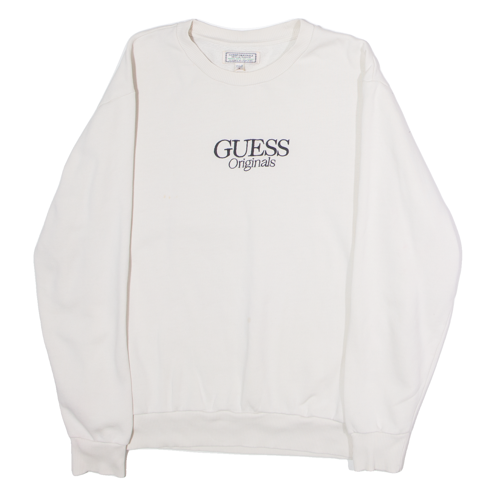 GUESS Mens Sweatshirt Cream Crew Neck M Refurbished - N/A refurbished available on Cerqular