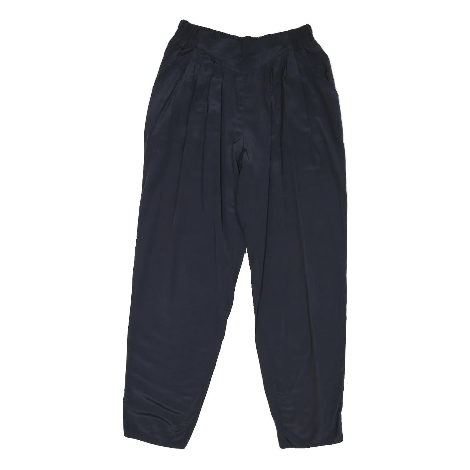 Mens Polyester Blend Navy Regular Fit Trousers W28 L30 Elasticated Waist Casual Refurbished - N/A refurbished available on Cerqular