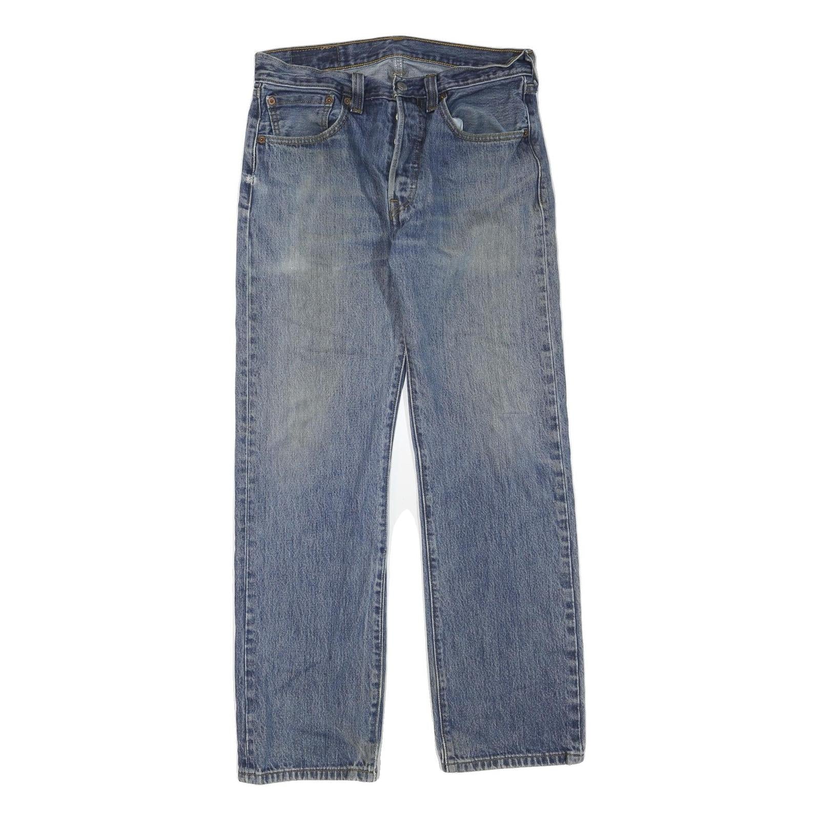 LEVI'S 501 Mens Jeans Blue Regular Straight Denim Medium W31 L30 Classic Button Refurbished - N/A refurbished available on Cerqular