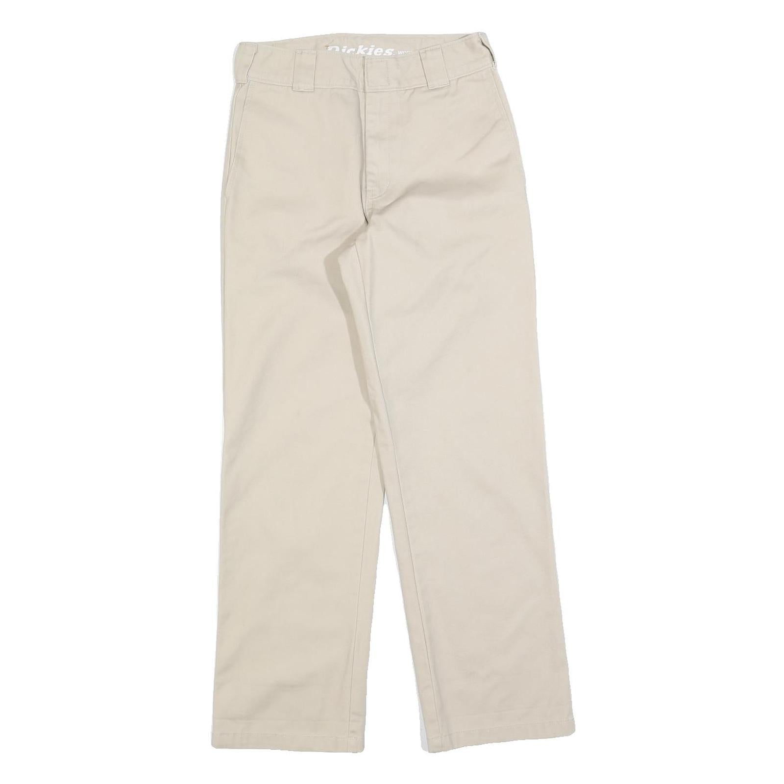 DICKIES Womens Regular Beige Cotton Blend Trousers W26 L30 Zip Classic Straight Refurbished - N/A refurbished available on Cerqular