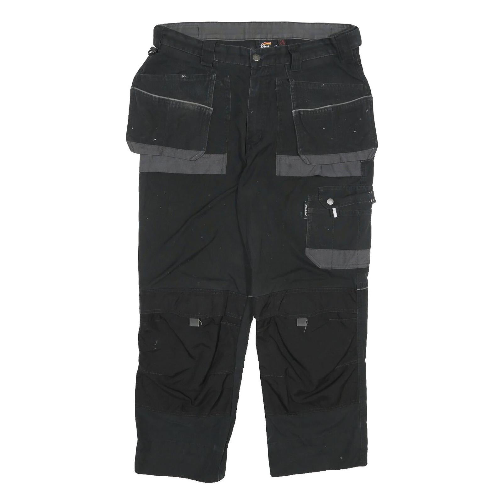 DICKIES Mens Cotton Blend Black Grey Relaxed Cargo Trousers W36 L27 Workwear Refurbished - N/A refurbished available on Cerqular