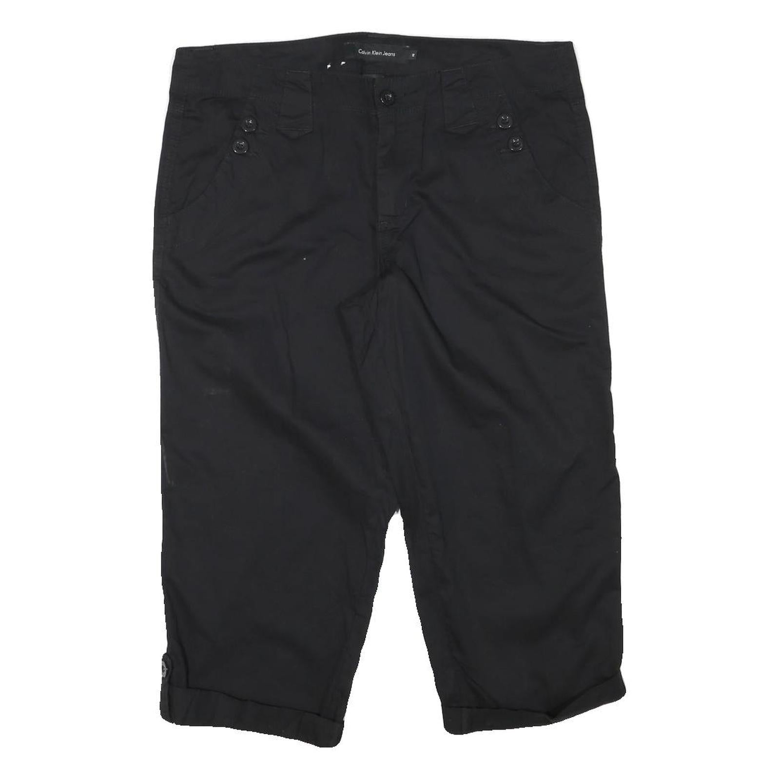 CALVIN KLEIN JEANS Womens Black Casual Shorts UK 12 W35 Cotton Blend Comfortable Refurbished - N/A refurbished available on Cerqular