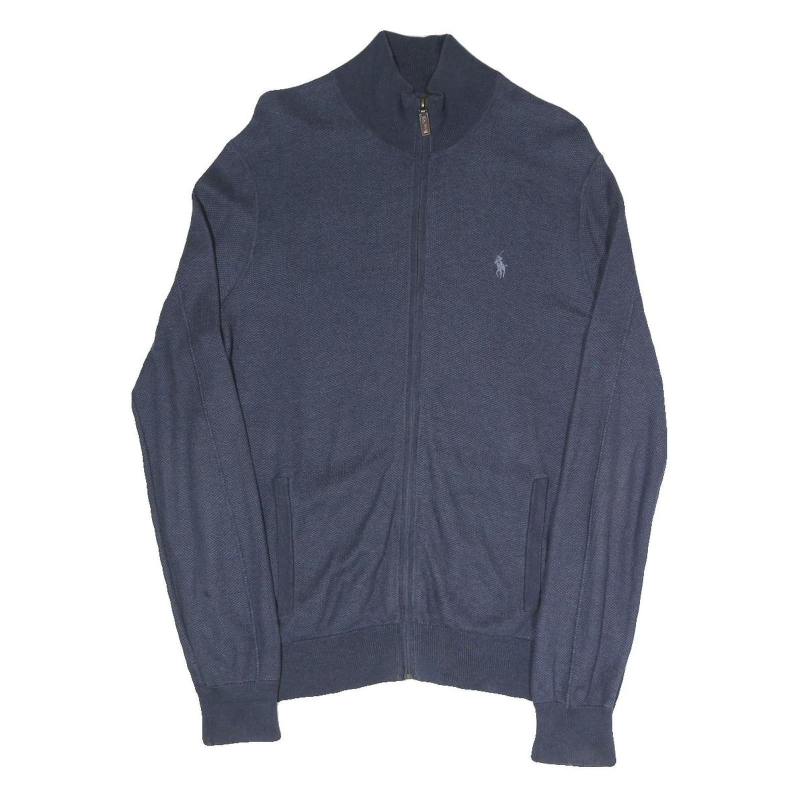 POLO RALPH LAUREN Mens Blue Plain Full Zip Plain Crew Knit S Jumper Cotton Blend Refurbished - N/A refurbished available on Cerqular