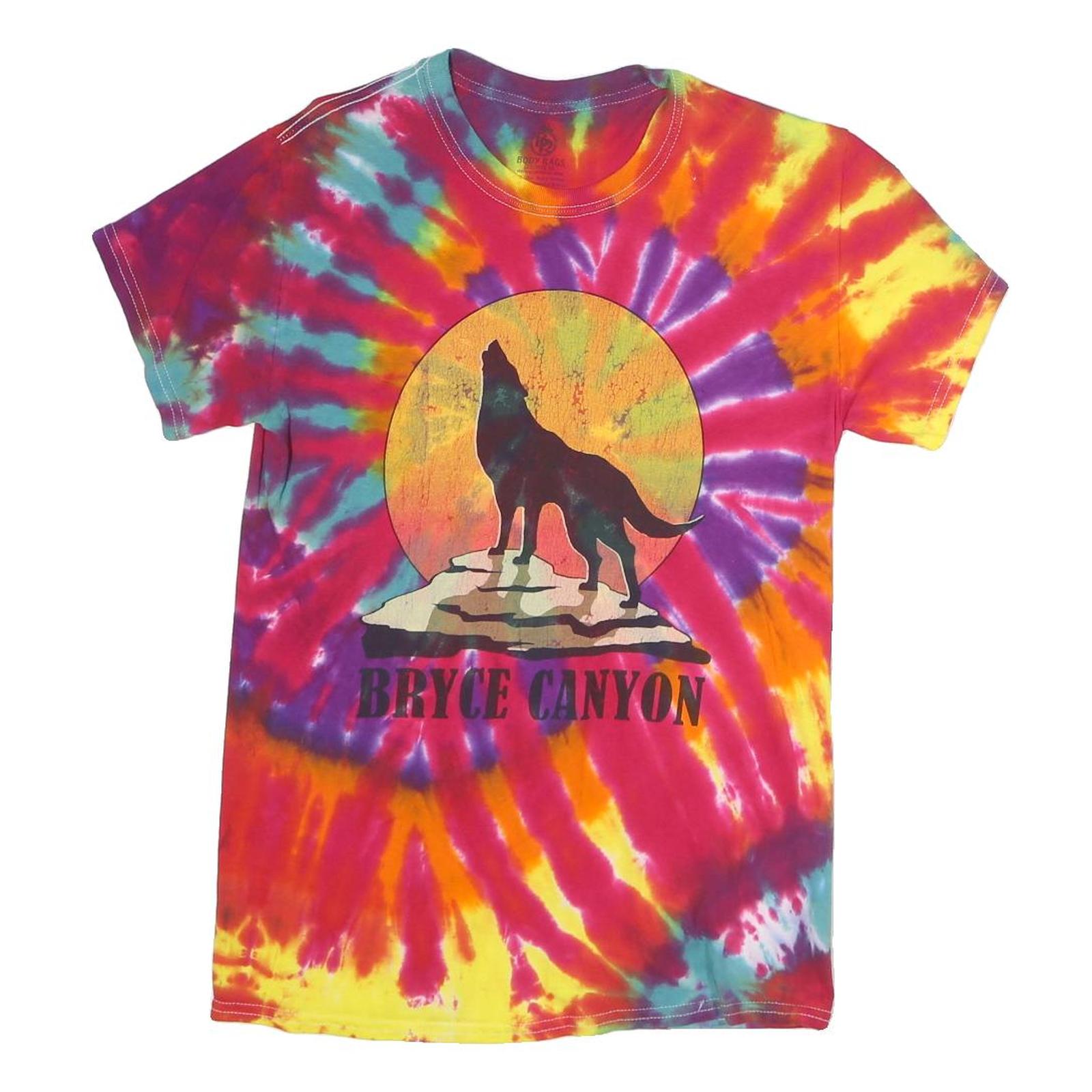 BODY RAGS Mens Multicolour Tie Dye Wolf Graphic T-Shirt S Short Sleeve Crew Neck Refurbished - N/A refurbished available on Cerqular