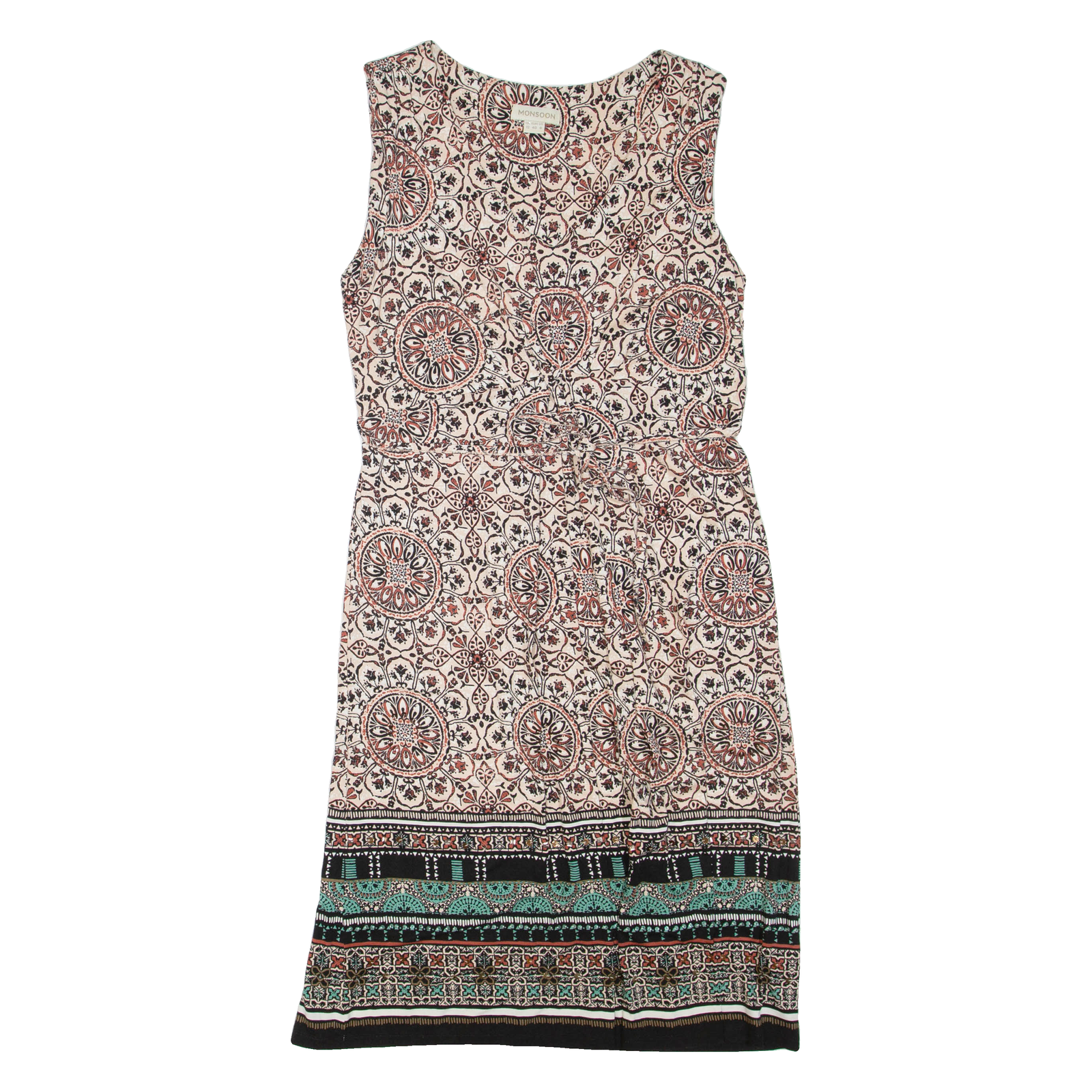 MONSOON Womens Shift Dress Beige Viscose Floral Sleeveless Knee Length UK 12 Refurbished - N/A refurbished available on Cerqular