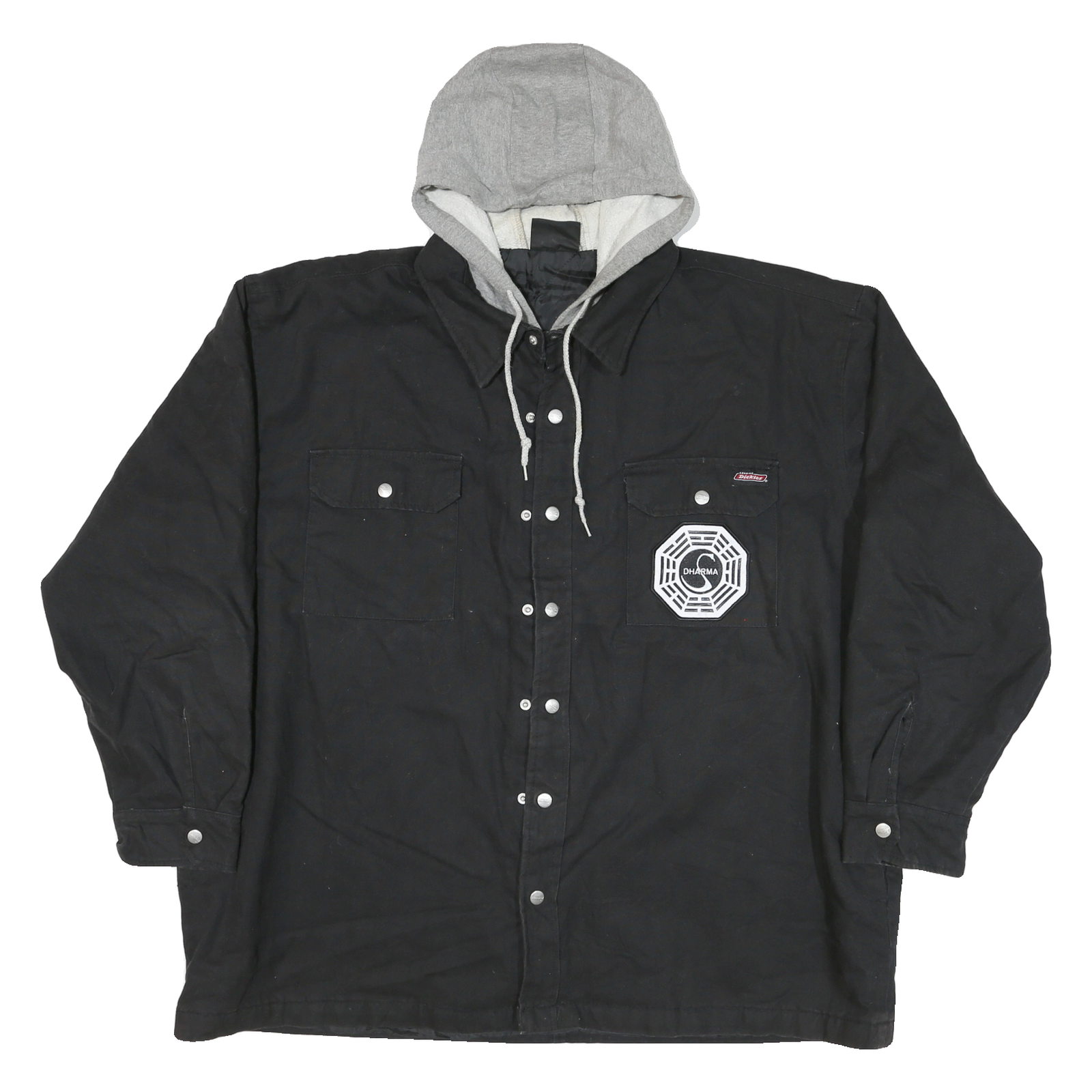 DICKIES Mens Black & Grey Hooded Zip Jacket 2XL Cotton Blend Workwear Casual Refurbished - N/A refurbished available on Cerqular